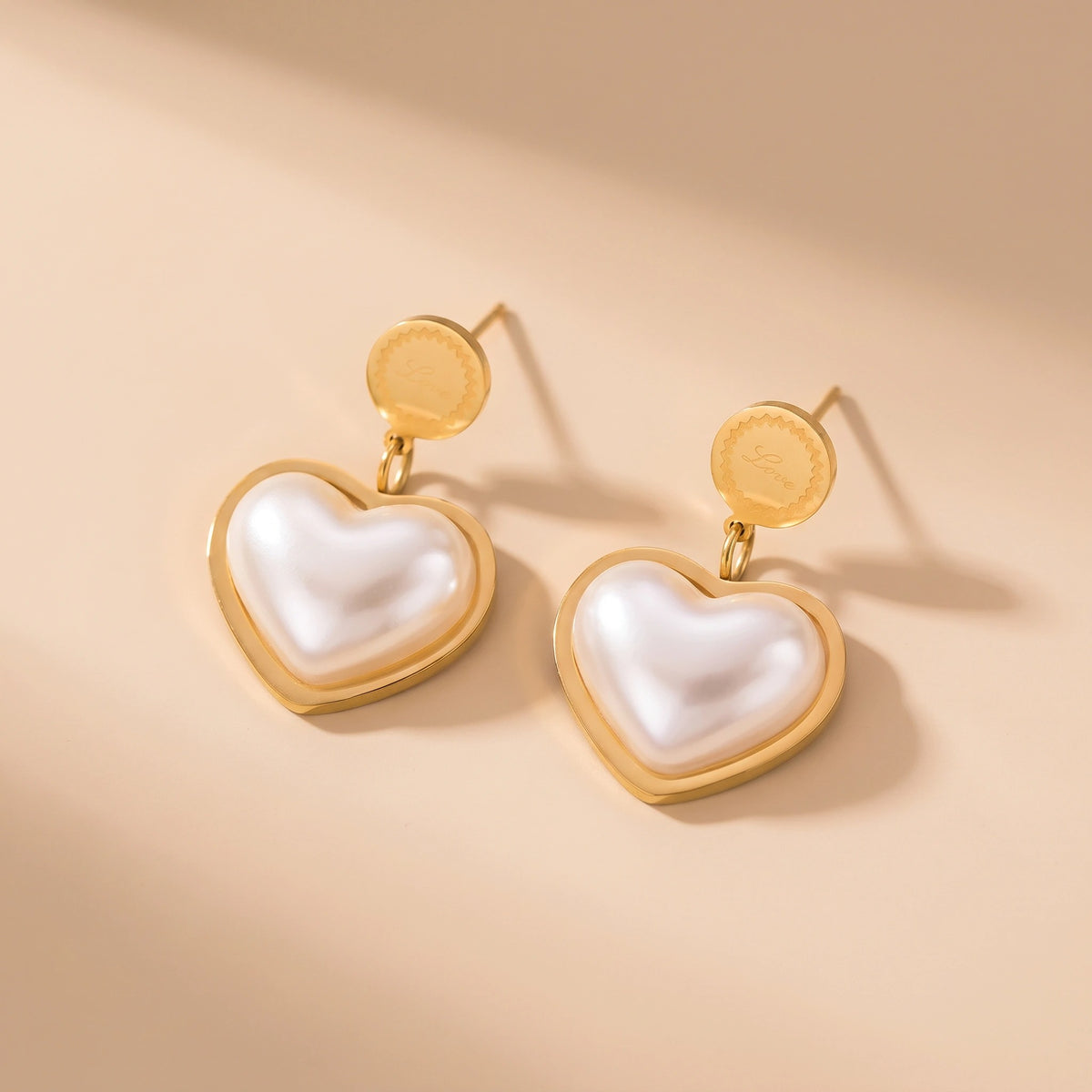 MYKI Gold Plated Heart Pearl Anti-Tarnish Earrings (MKERCH966G-SSYI)