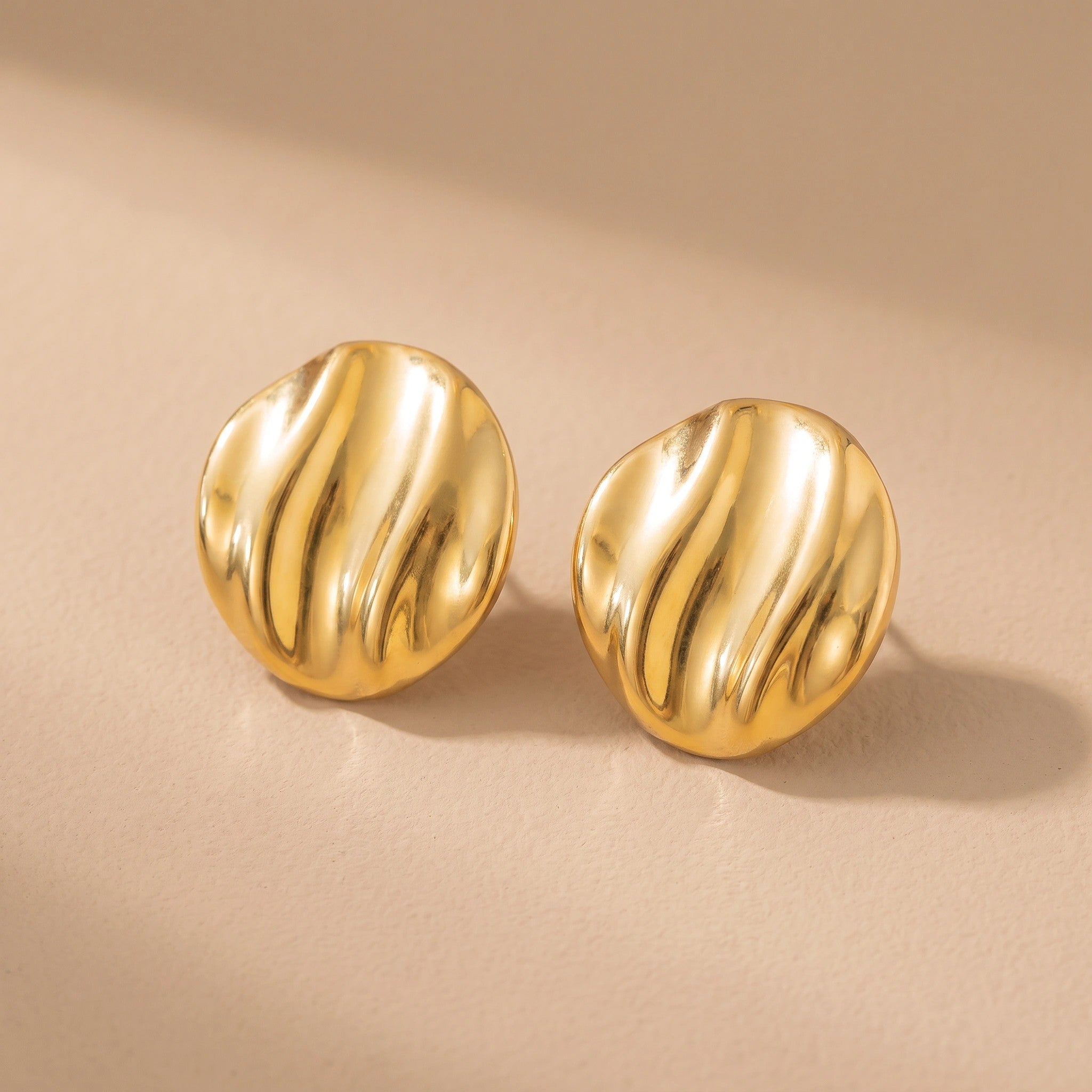MYKI Gold Plated Swirl Dome Anti-Tarnish Stud Earrings (MKERCH968G-SSYI)