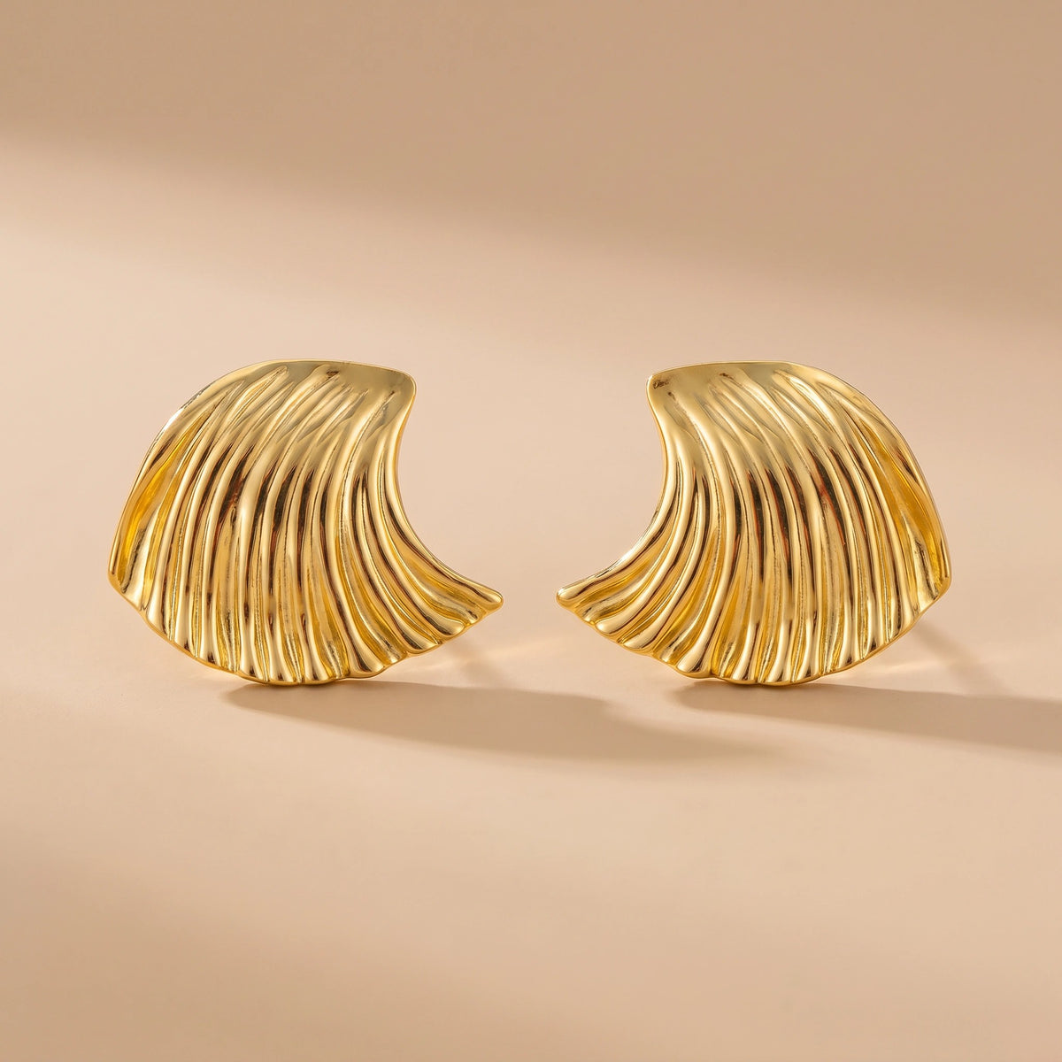 MYKI Wave Shell Anti-Tarnish Stud Earrings (MKERCH970-SSYI)