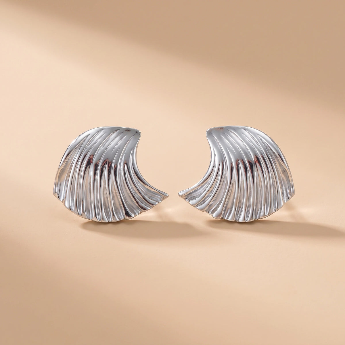 MYKI Wave Shell Anti-Tarnish Stud Earrings (MKERCH970-SSYI)