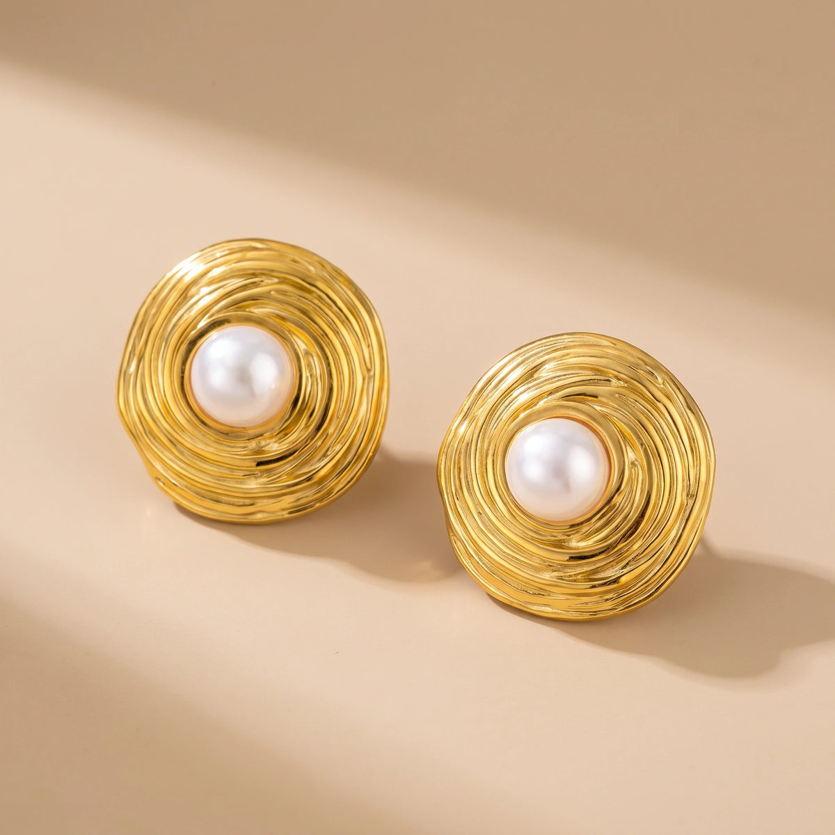 MYKI Gold Plated Anti-Tarnish Pearl Stud Earrings (MKERCH972G-SSYI)