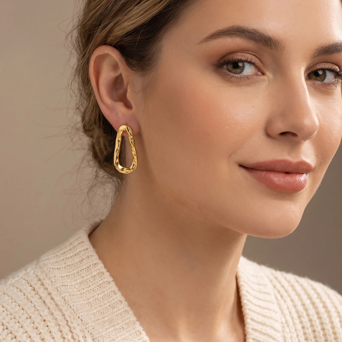 MYKI Gold Plated Anti-Tarnish Open Teardrop Earrings (MKERCH973G-SSYI)