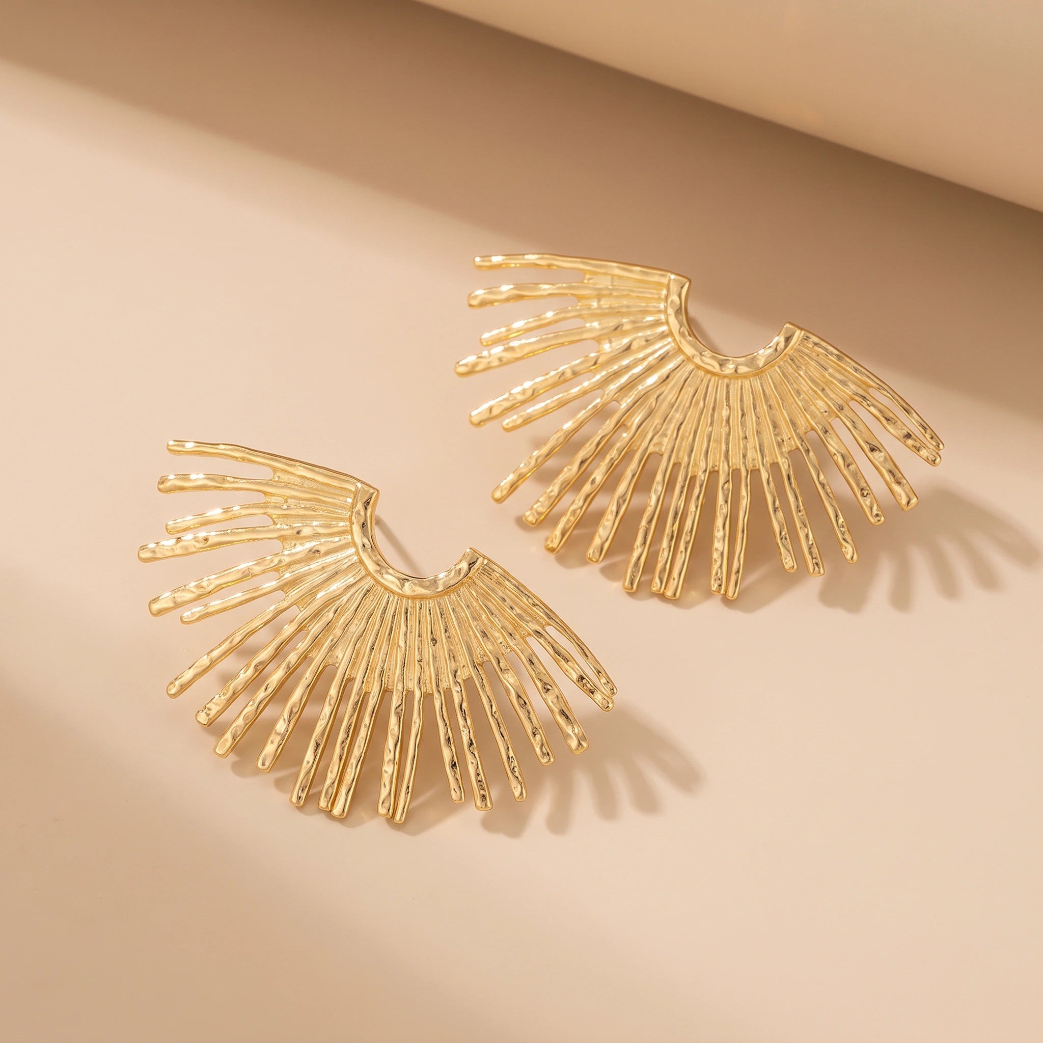 MYKI Gold Plated Anti-Tarnish Fan Stud Earrings (MKERCH974G-SSYI)