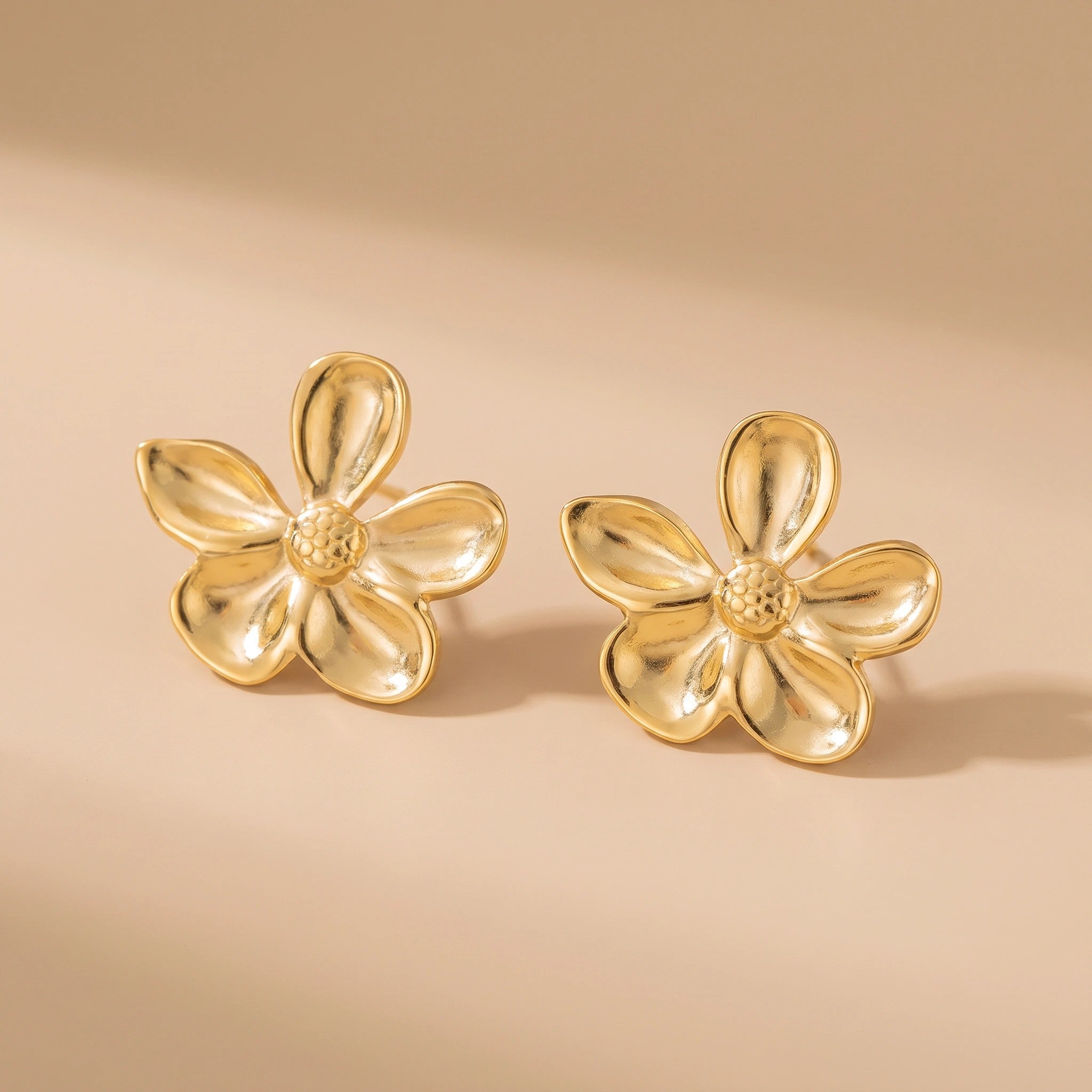 MYKI Gold Plated Anti-Tarnish Flower Stud Earrings (MKERCH975G-SSYI)