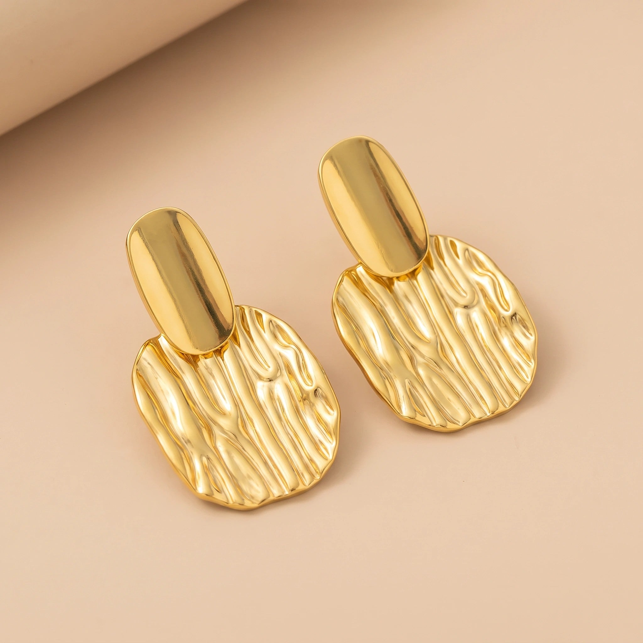 MYKI Anti-Tarnish Textured Drop Earrings (MKERCH981-SSYI)