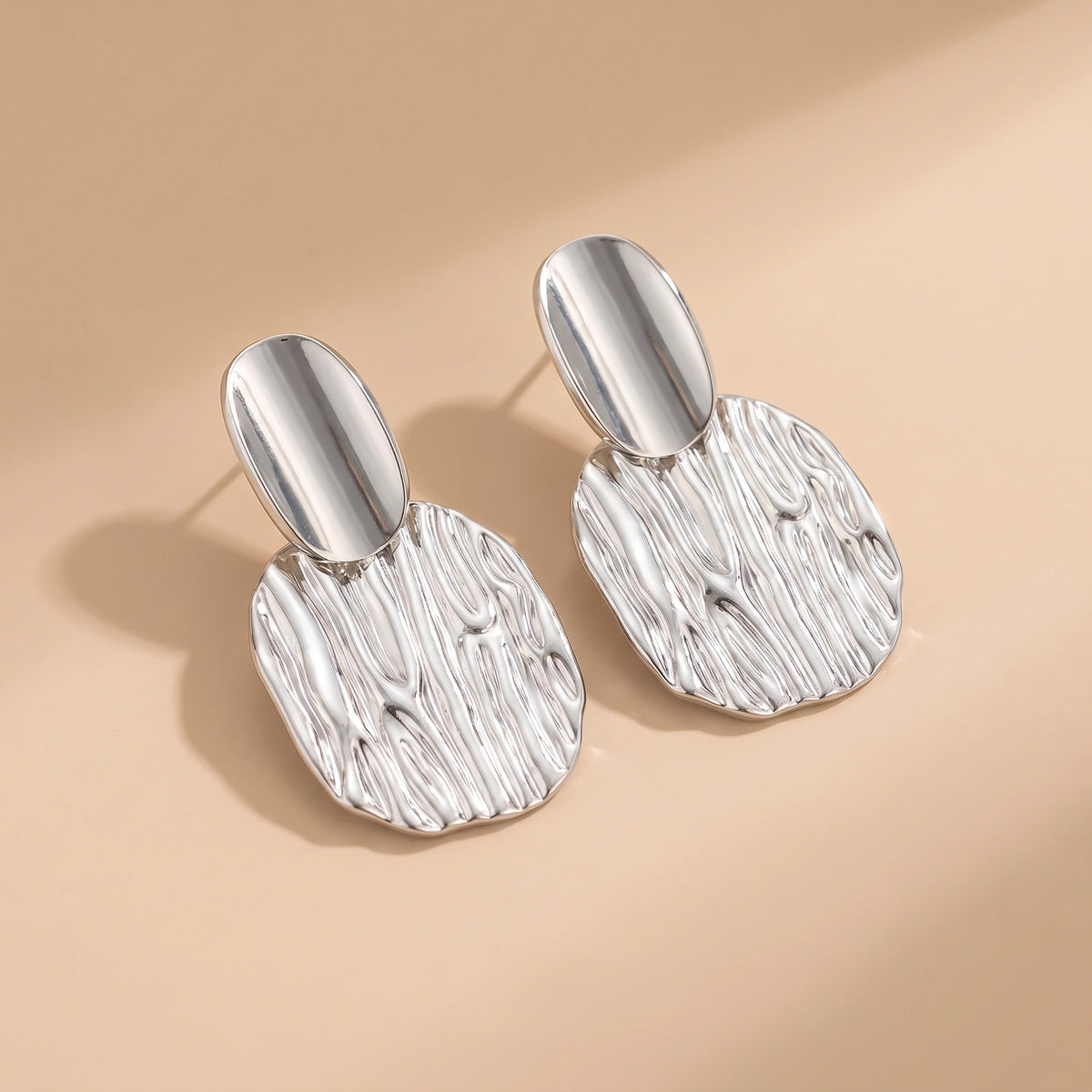 MYKI Anti-Tarnish Textured Drop Earrings (MKERCH981-SSYI)