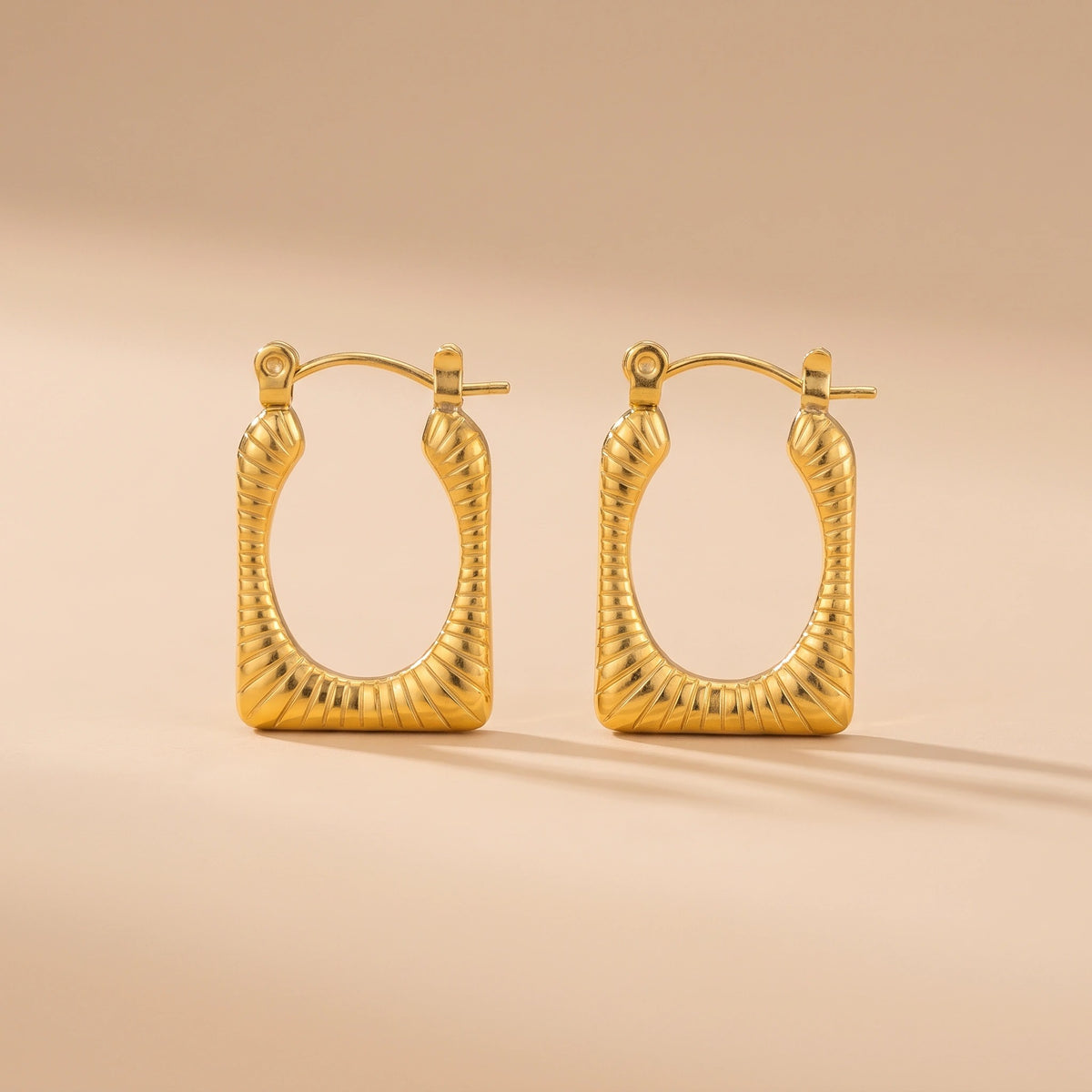 MYKI Anti-Tarnish Geometric Hoop Earrings (MKERCH984-SSYI)