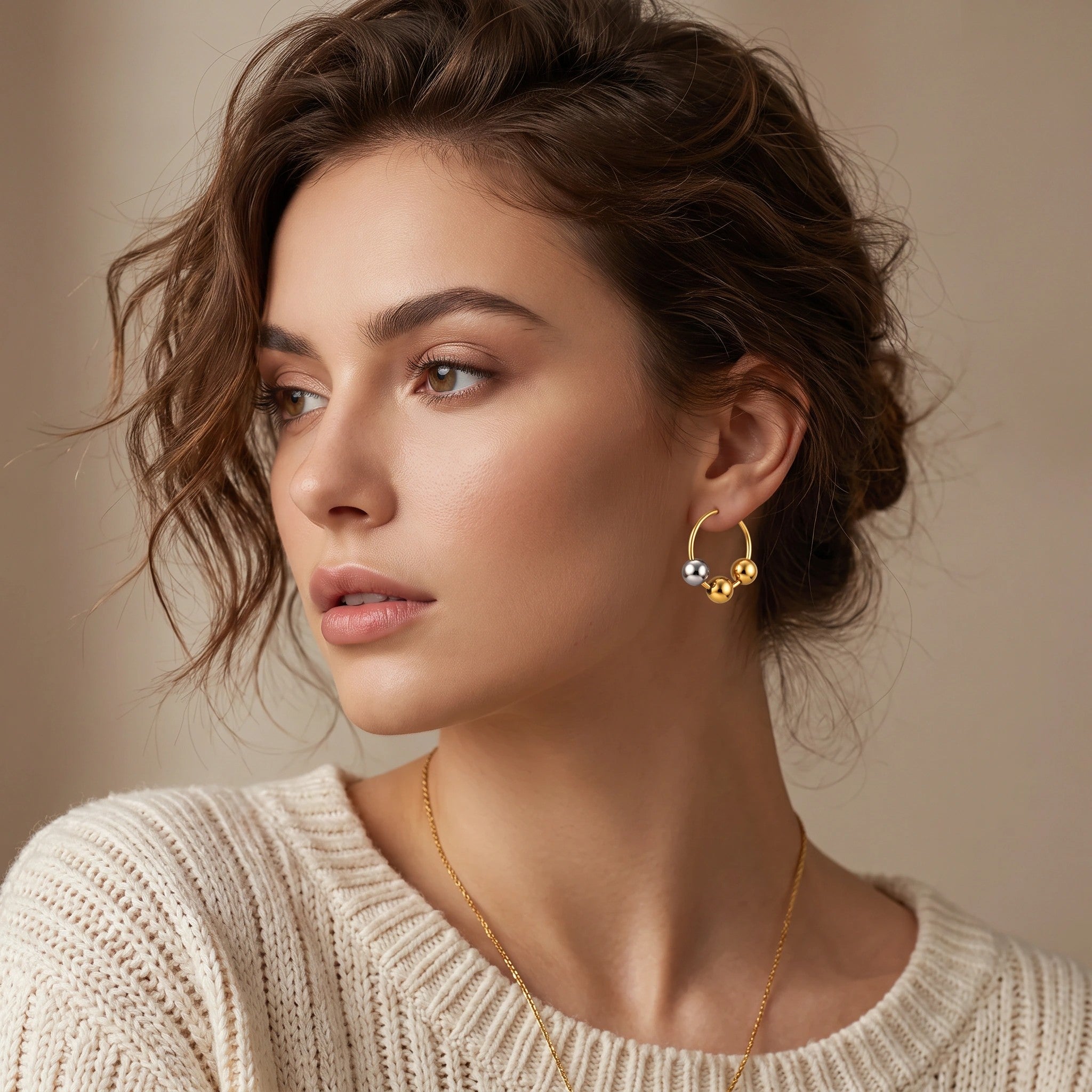 MYKI Gold & Dual Tone Hoop Earrings | Anti Tarnish (MKERCH987G-SSYI)