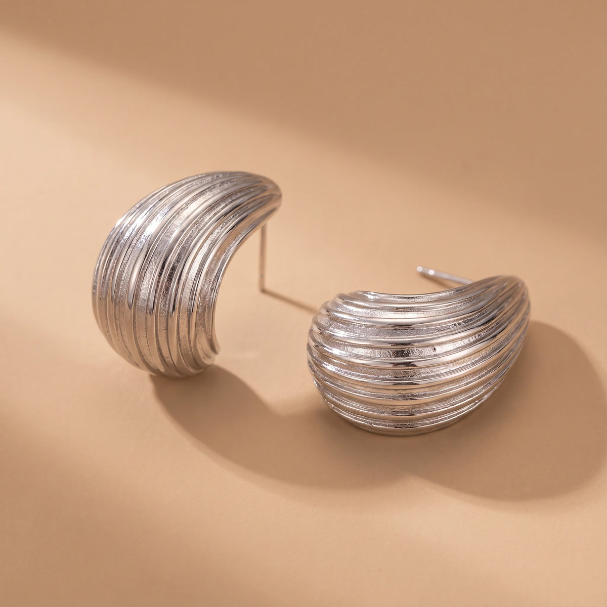 MYKI Textured Swirl Anti-Tarnish Earrings | MYKI (MKERCH988-SSYI)