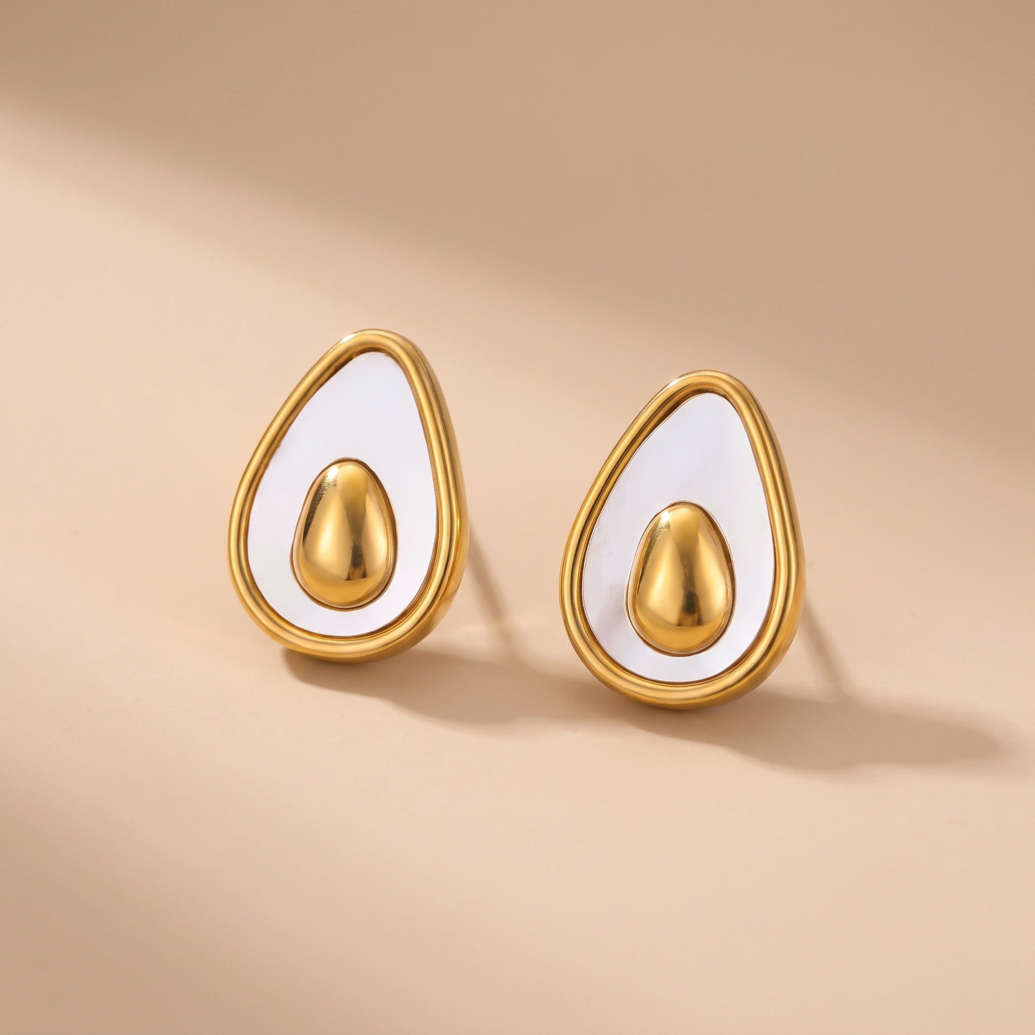 MYKI Gold & White Enamel Drop Earrings | Anti Tarnish (MKERCH989G-SSYI)