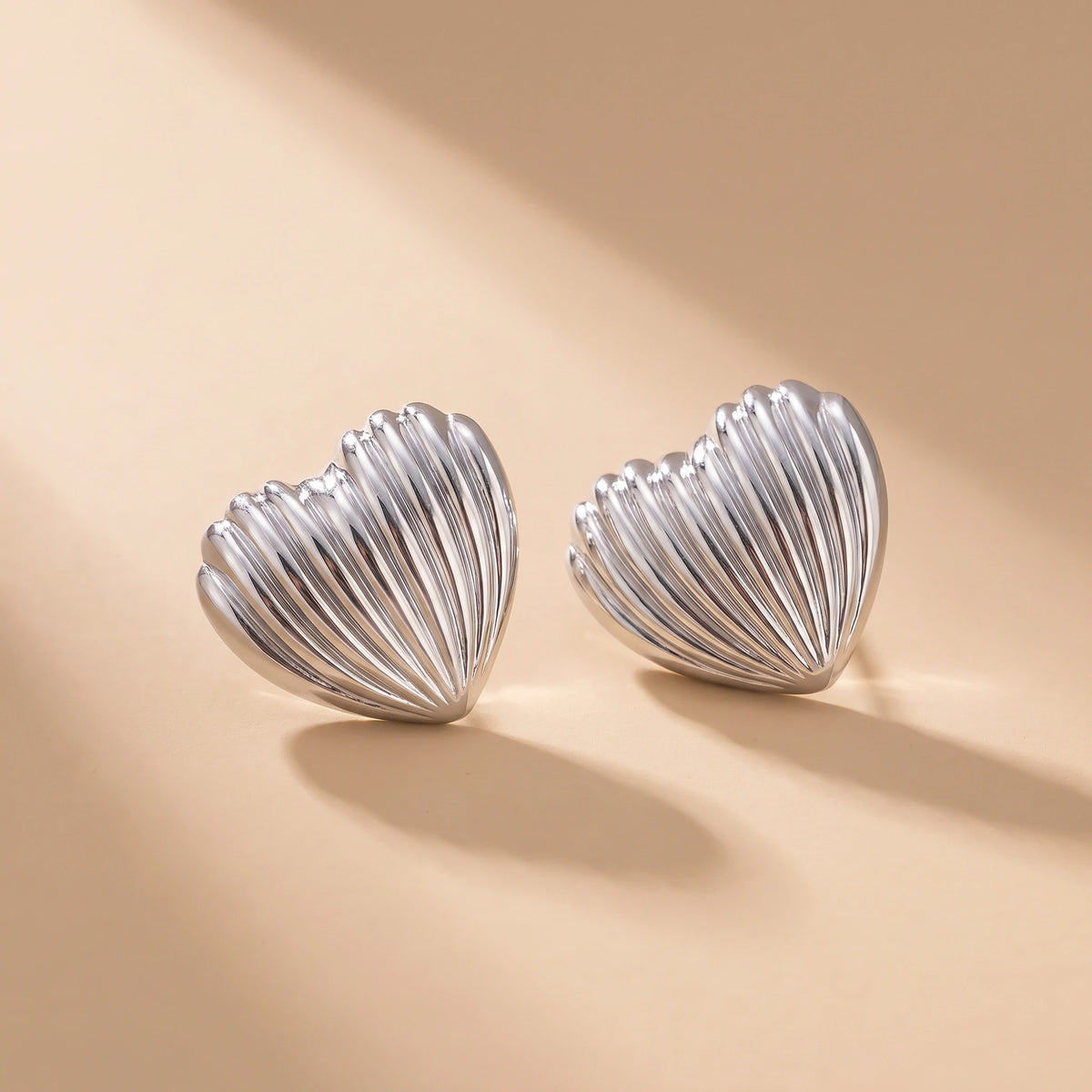 MYKI Textured Heart Stud Earrings | Anti Tarnish (MKERCH996-SSYI)