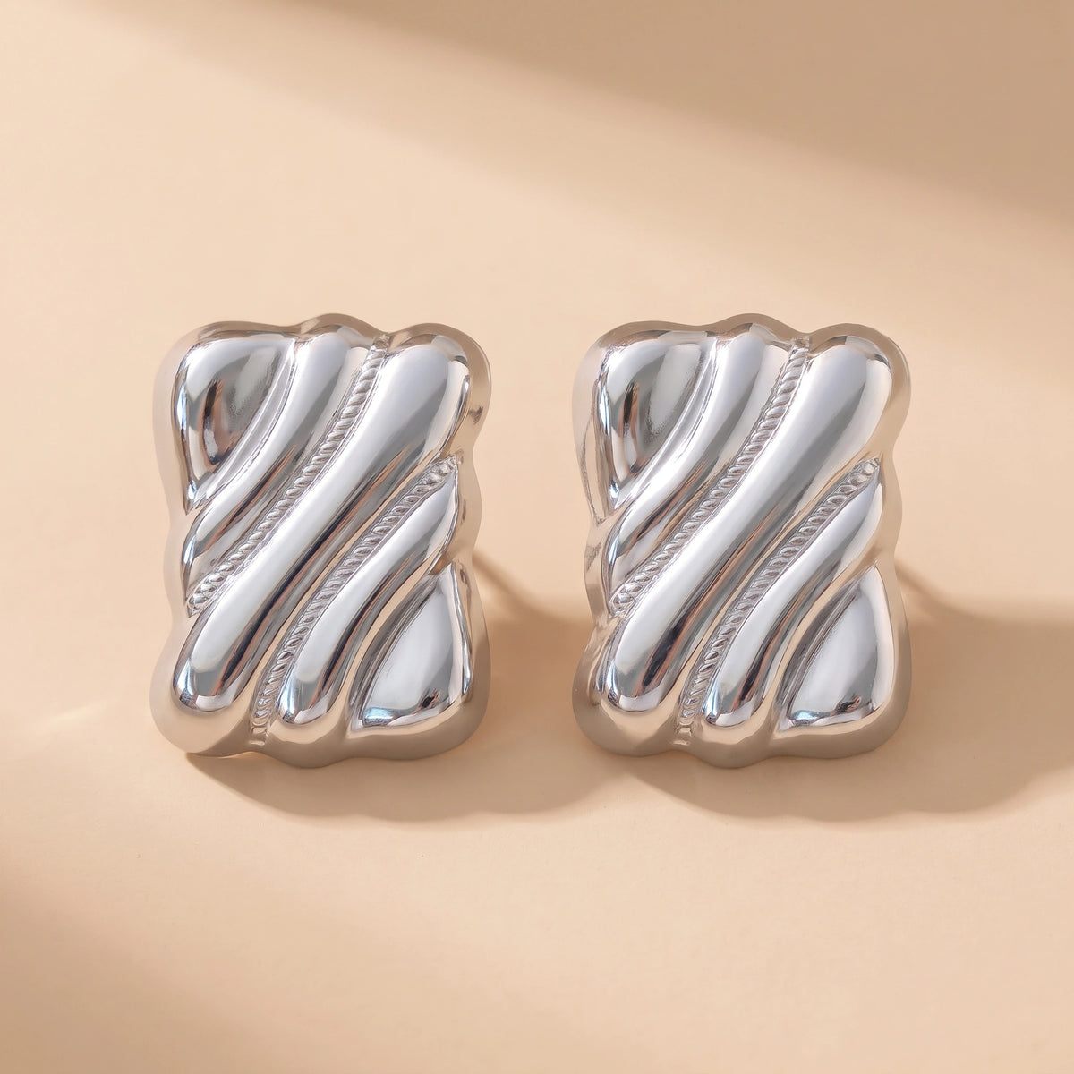 MYKI Anti Tarnish Wave Textured Stud Earrings | MYKI (MKERCH998-SSYI)