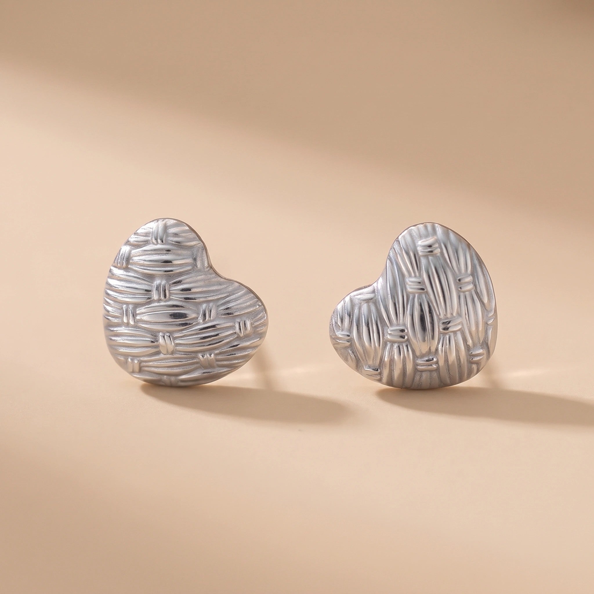 MYKI Anti Tarnish Textured Heart Stud Earrings | MYKI (MKERCH999-SSYI)