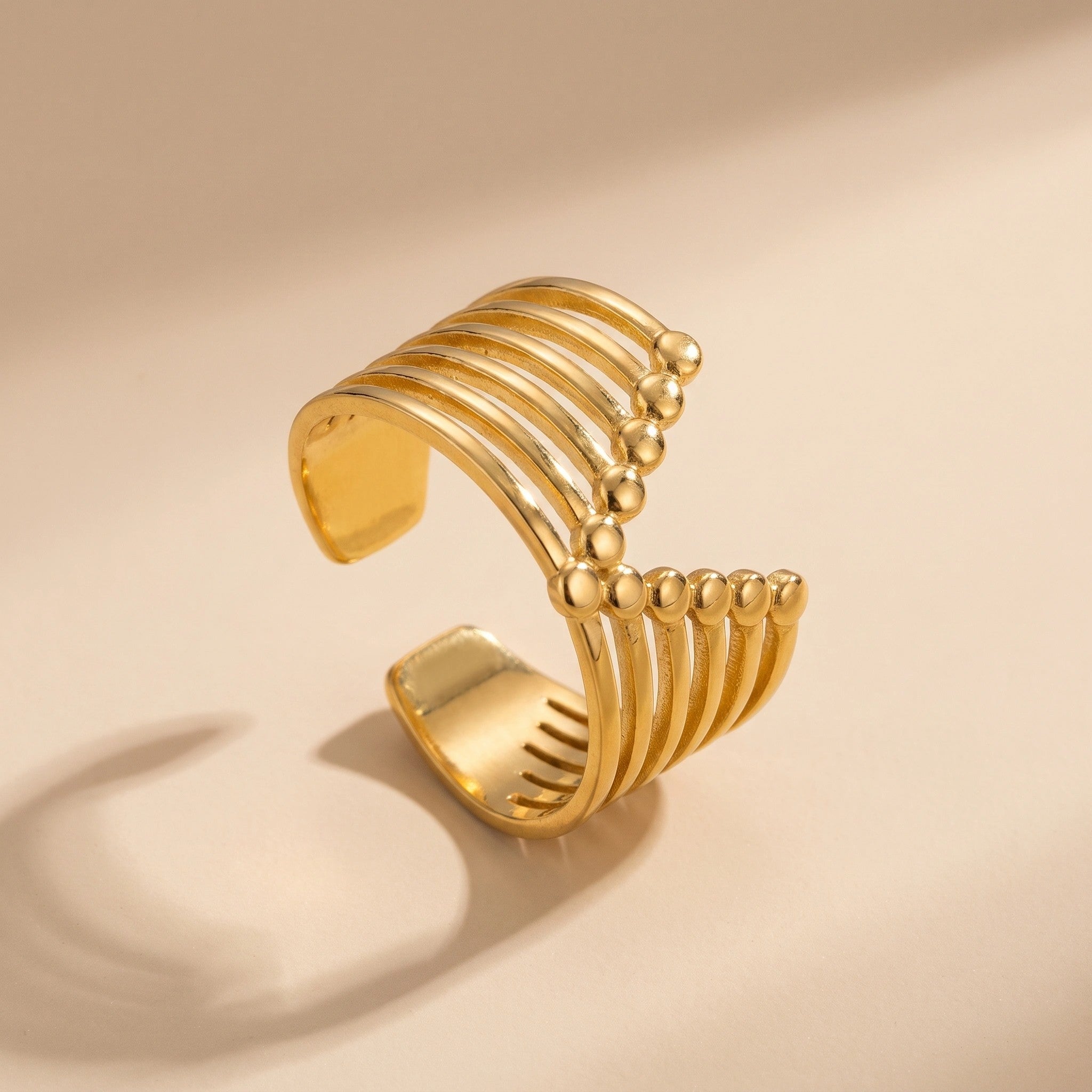 MYKI Multi-Layer Adjustable Ring | Statement Anti-Tarnish Design (MKR719-SSYI)