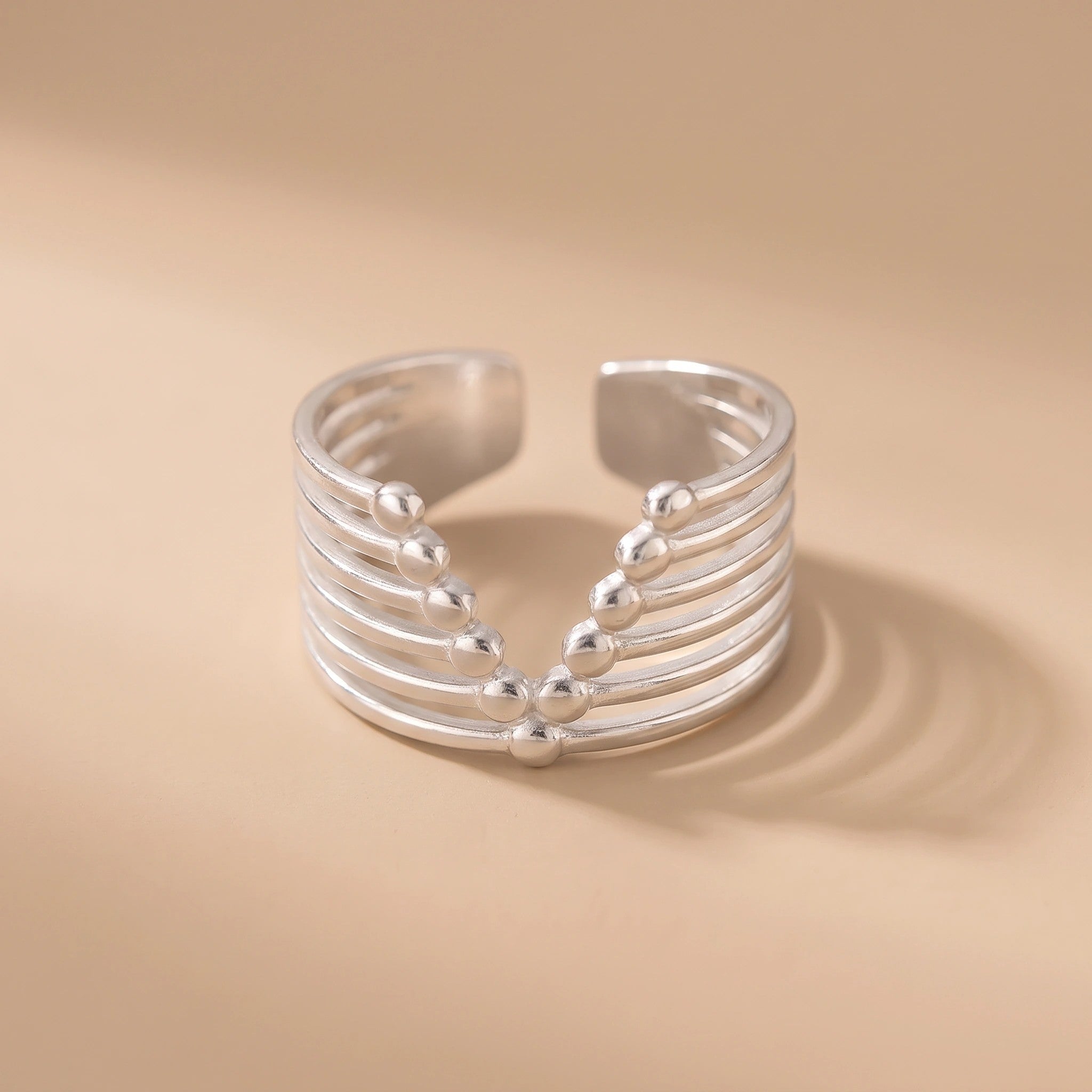 MYKI Multi-Layer Adjustable Ring | Statement Anti-Tarnish Design (MKR719-SSYI)