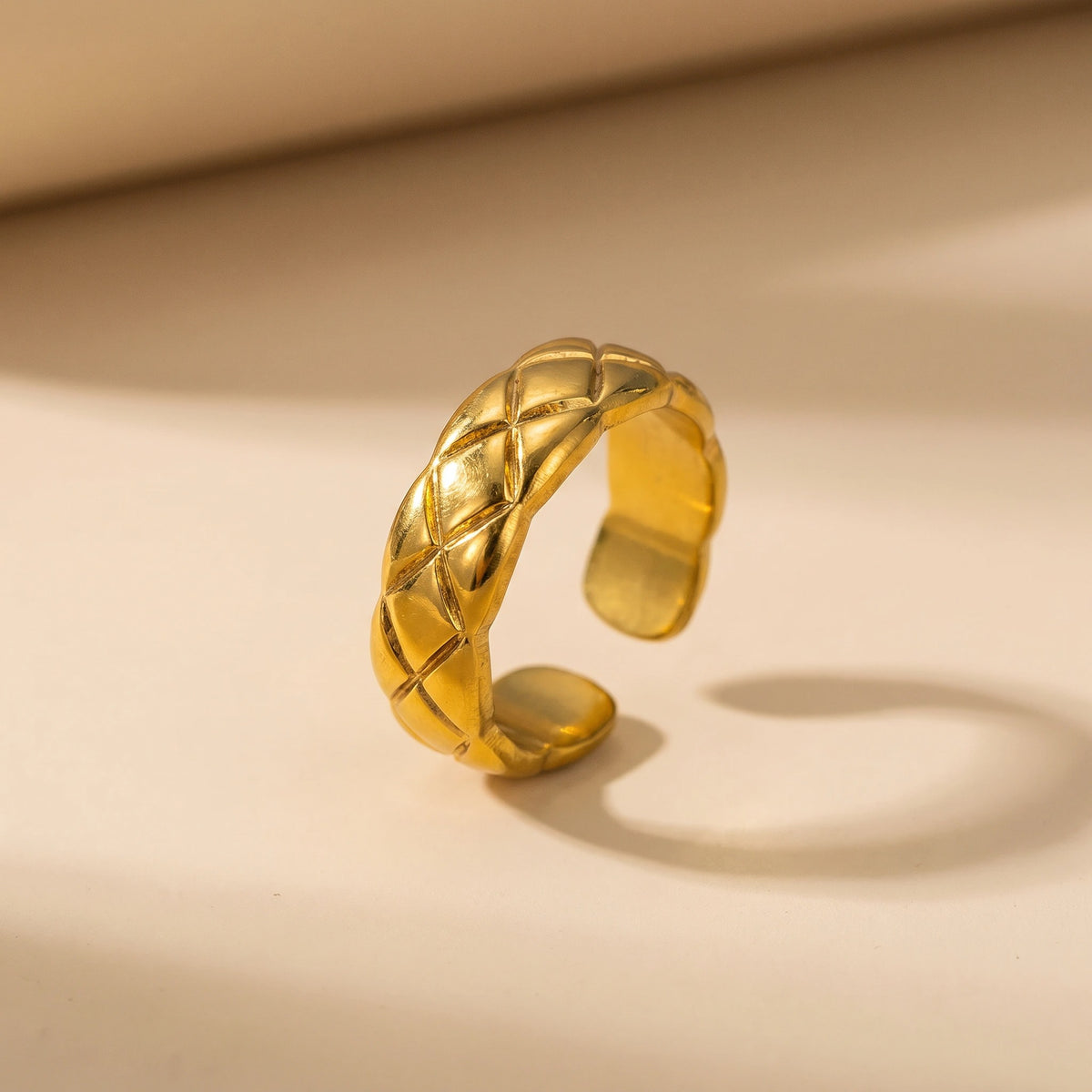 MYKI Woven Adjustable Ring | Textured Anti-Tarnish Finish (MKR720-SSYI)