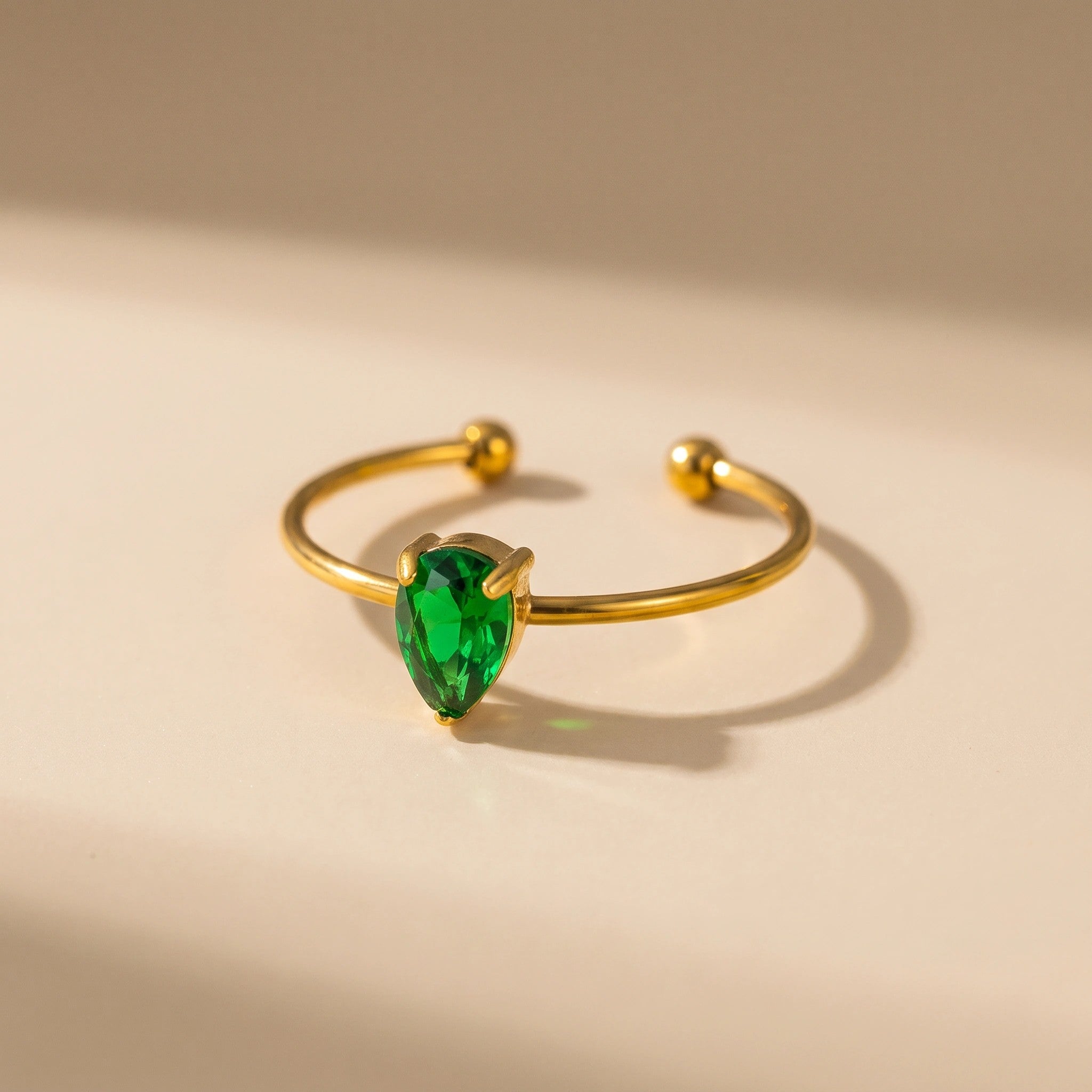 MYKI Gold-Plated Adjustable Ring with Gemstone | Anti-Tarnish Finish (MKR721G-SSYI)
