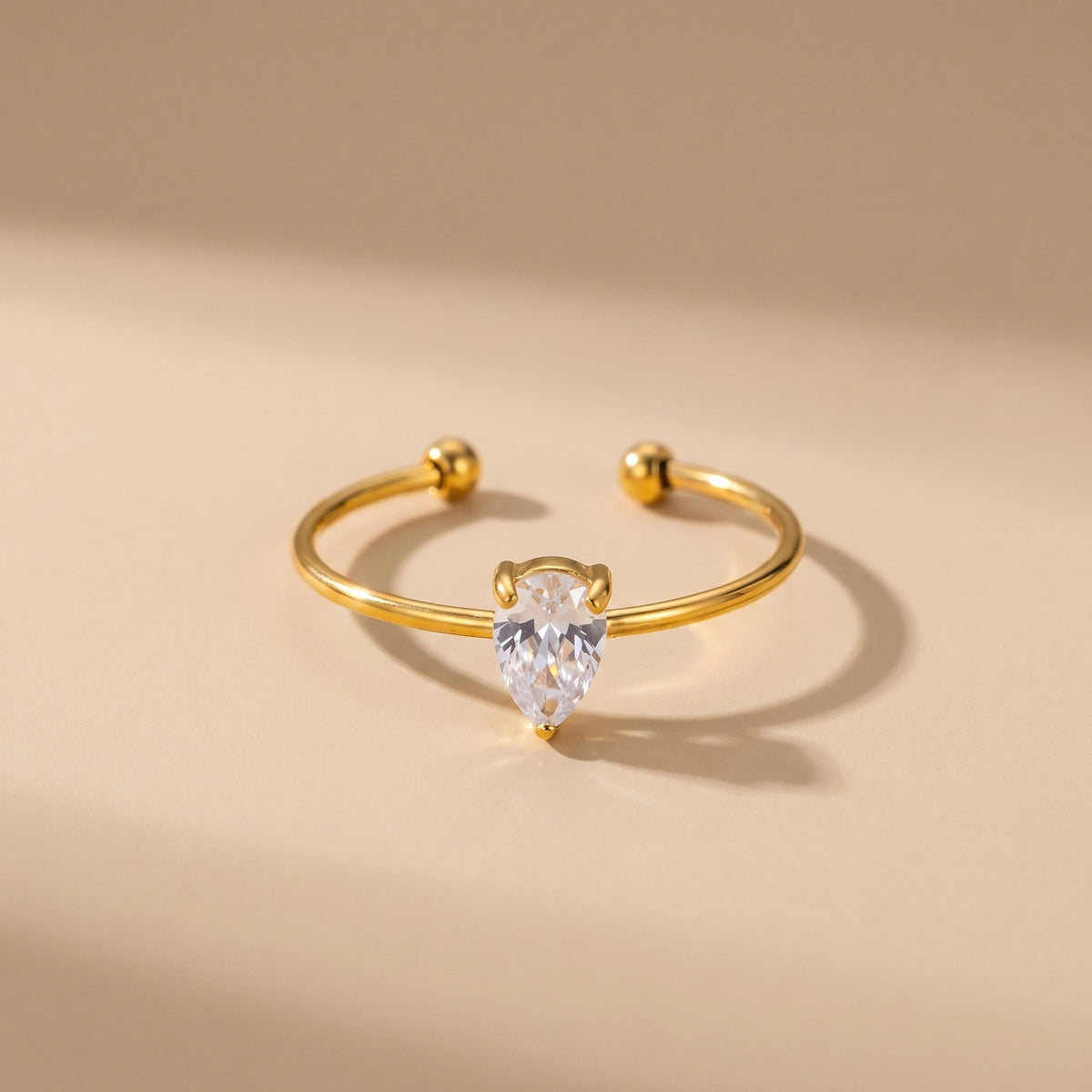 MYKI Gold-Plated Adjustable Ring with Gemstone | Anti-Tarnish Finish (MKR721G-SSYI)
