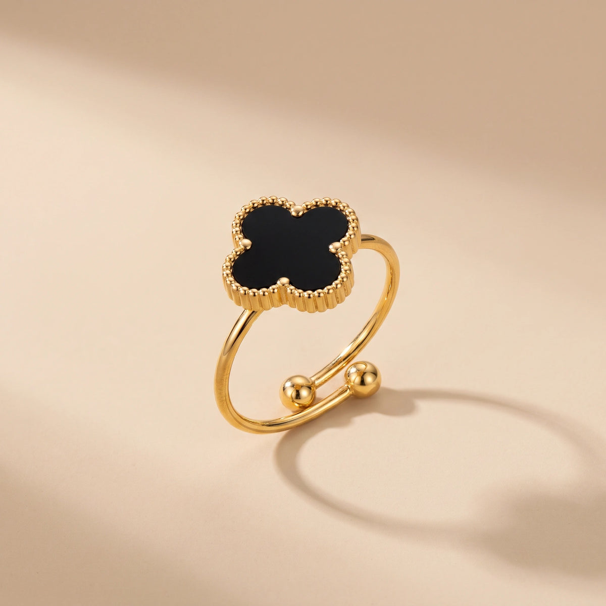 MYKI Clover Adjustable Ring with  Enamel | Anti-Tarnish Finish (MKR723G-SSYI)