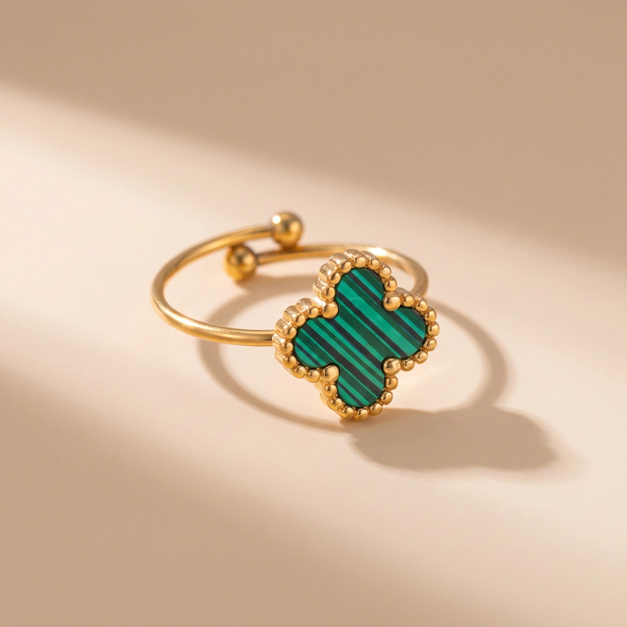 MYKI Clover Adjustable Ring with  Enamel | Anti-Tarnish Finish (MKR723G-SSYI)