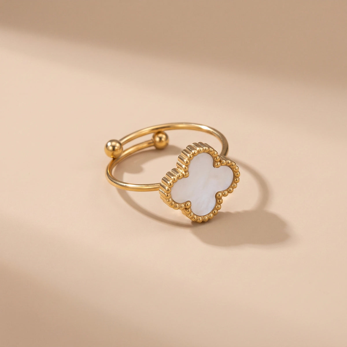 MYKI Clover Adjustable Ring with  Enamel | Anti-Tarnish Finish (MKR723G-SSYI)