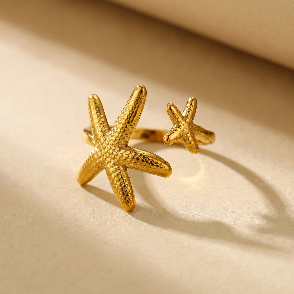 MYKI Starfish Adjustable Ring | Beach-Inspired Anti-Tarnish Design (MKR725-SSYI)