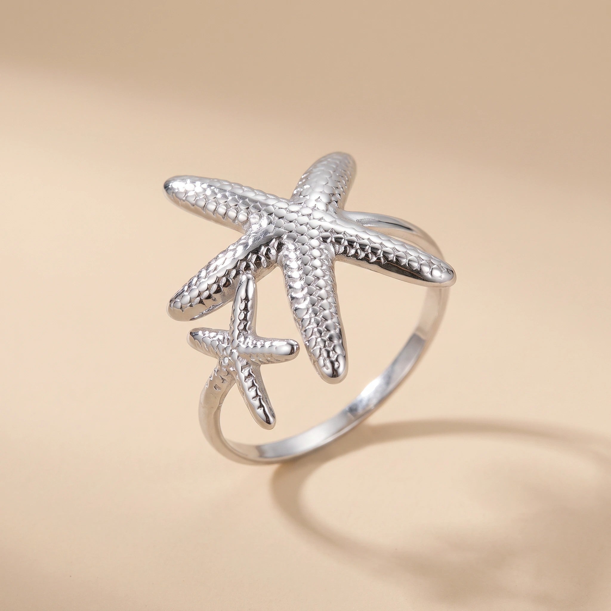 MYKI Starfish Adjustable Ring | Beach-Inspired Anti-Tarnish Design (MKR725-SSYI)