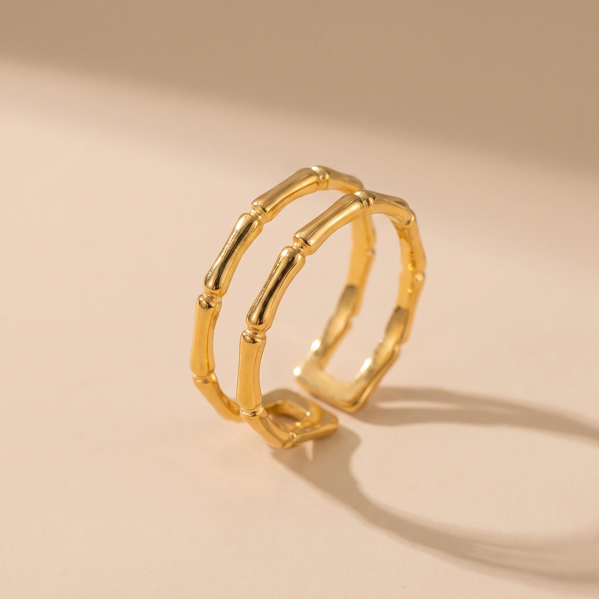 MYKI Bamboo Style Adjustable Ring | Anti-Tarnish Finish (MKR728-SSYI)