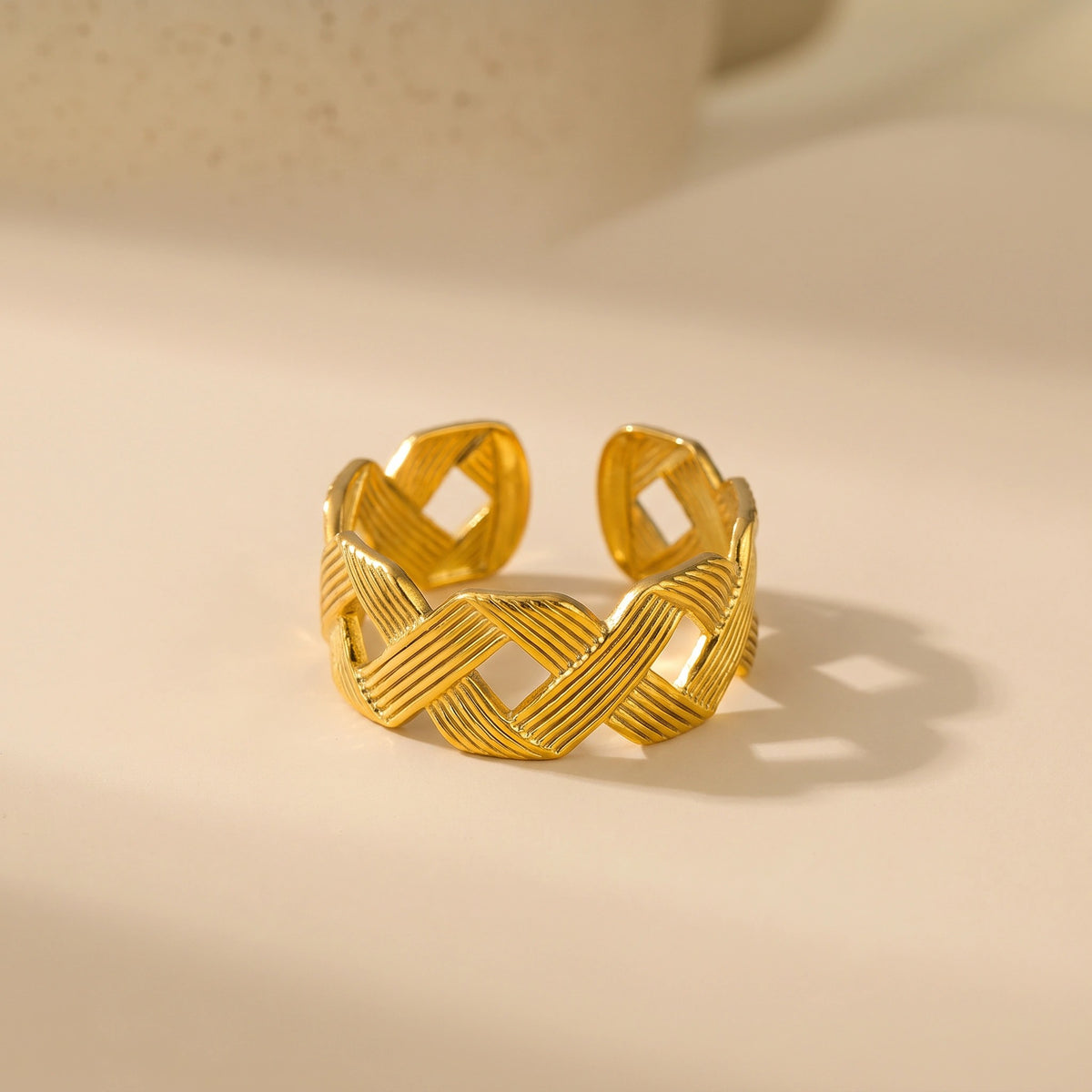 MYKI Braided Textured Adjustable Ring | Anti-Tarnish (MKR730-SSYI)