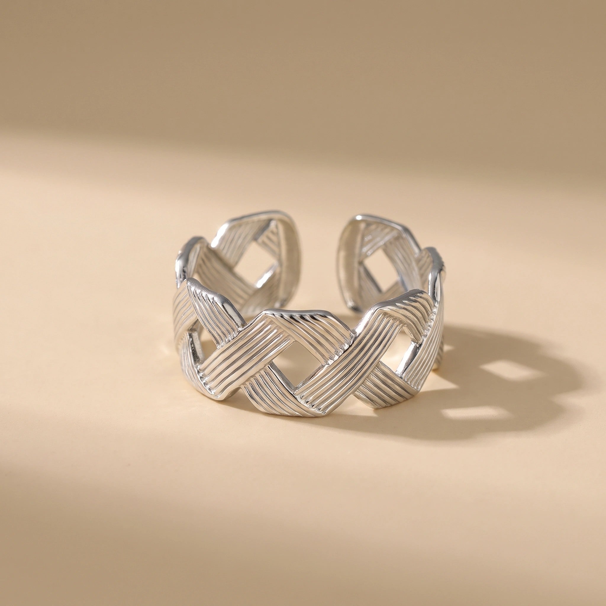 MYKI Braided Textured Adjustable Ring | Anti-Tarnish (MKR730-SSYI)