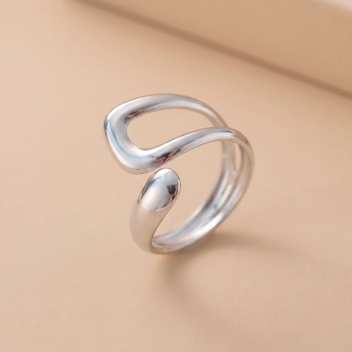 MYKI Fluid Wave Adjustable Ring | Anti-Tarnish (MKR734-SSYI)