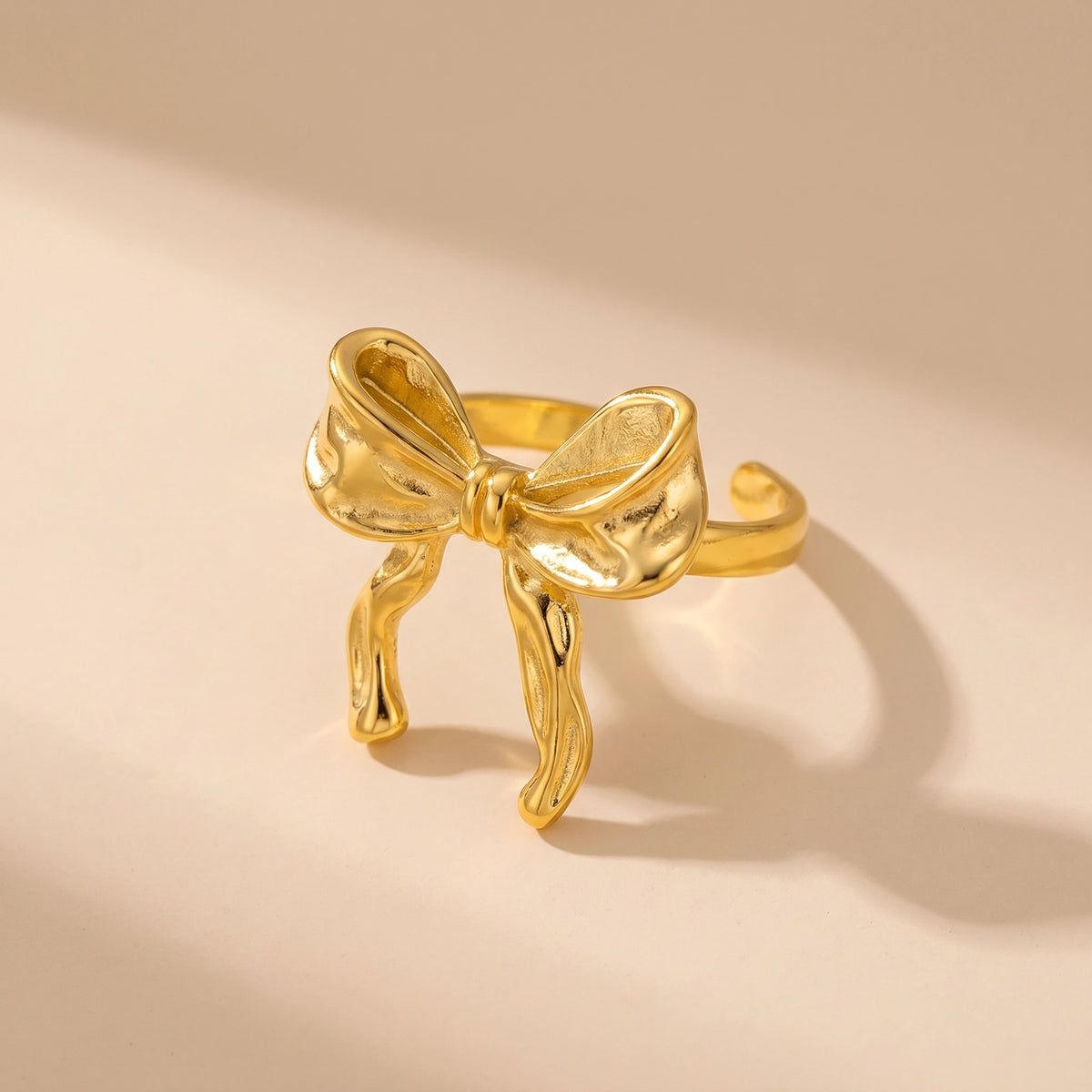 MYKI Gold Plated Bow Adjustable Ring | Handcrafted Finish (MKR735G-SSYI)