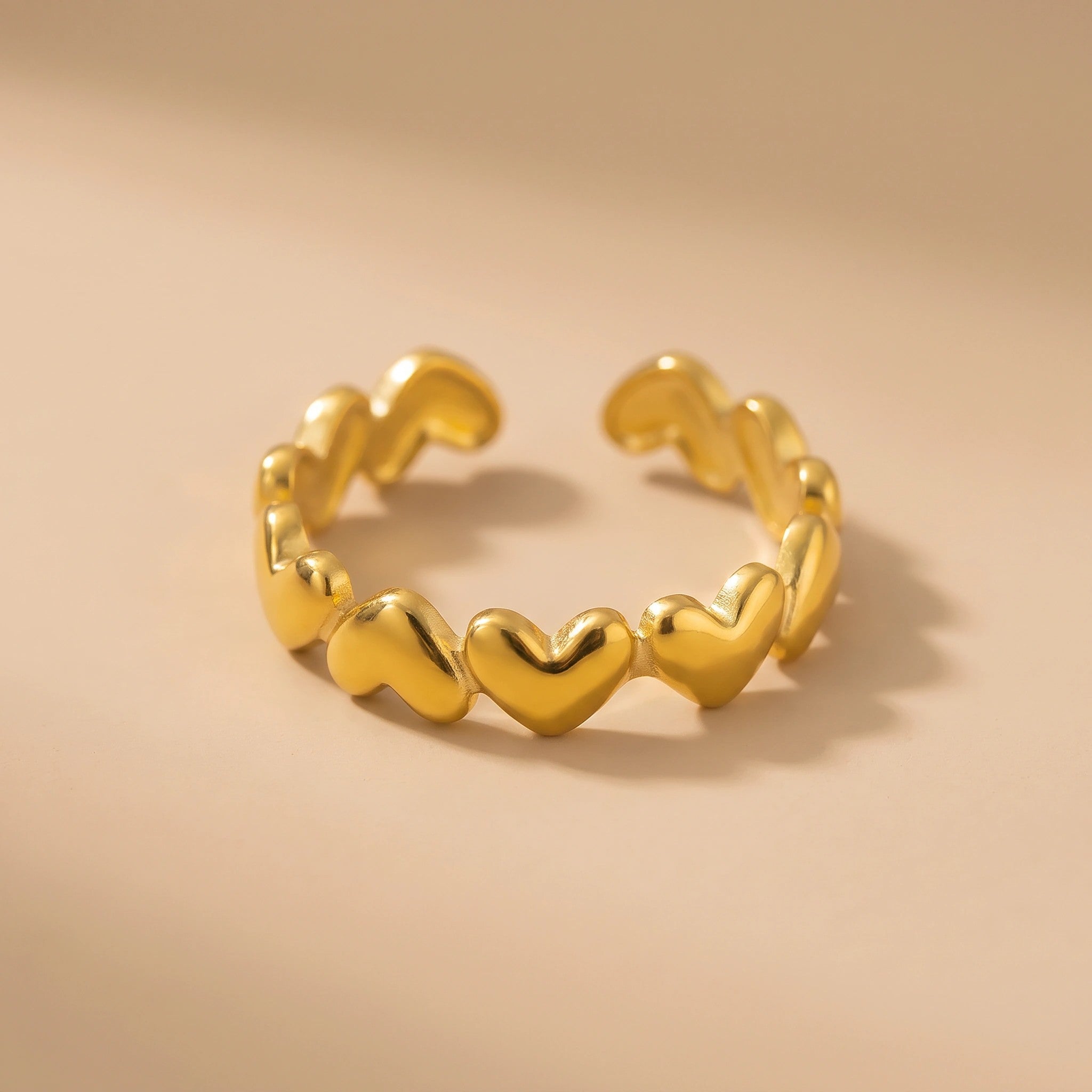 MYKI Adjustable Heart Band Ring | Anti-Tarnish (MKR740-SSYI)