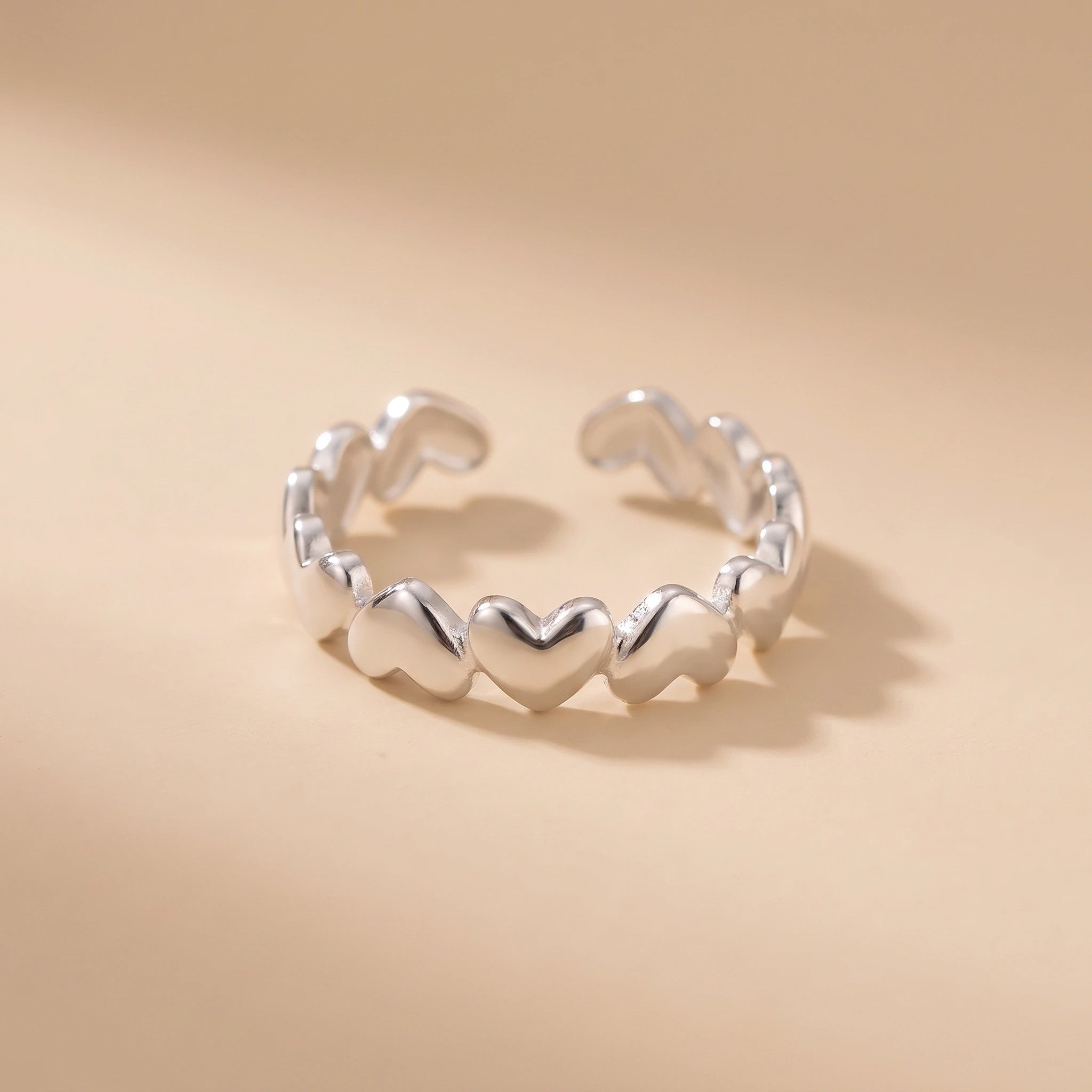 MYKI Adjustable Heart Band Ring | Anti-Tarnish (MKR740-SSYI)