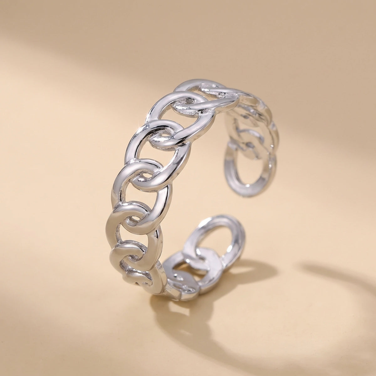MYKI Chain Link Adjustable Ring | Anti-Tarnish (MKR742-SSYI)