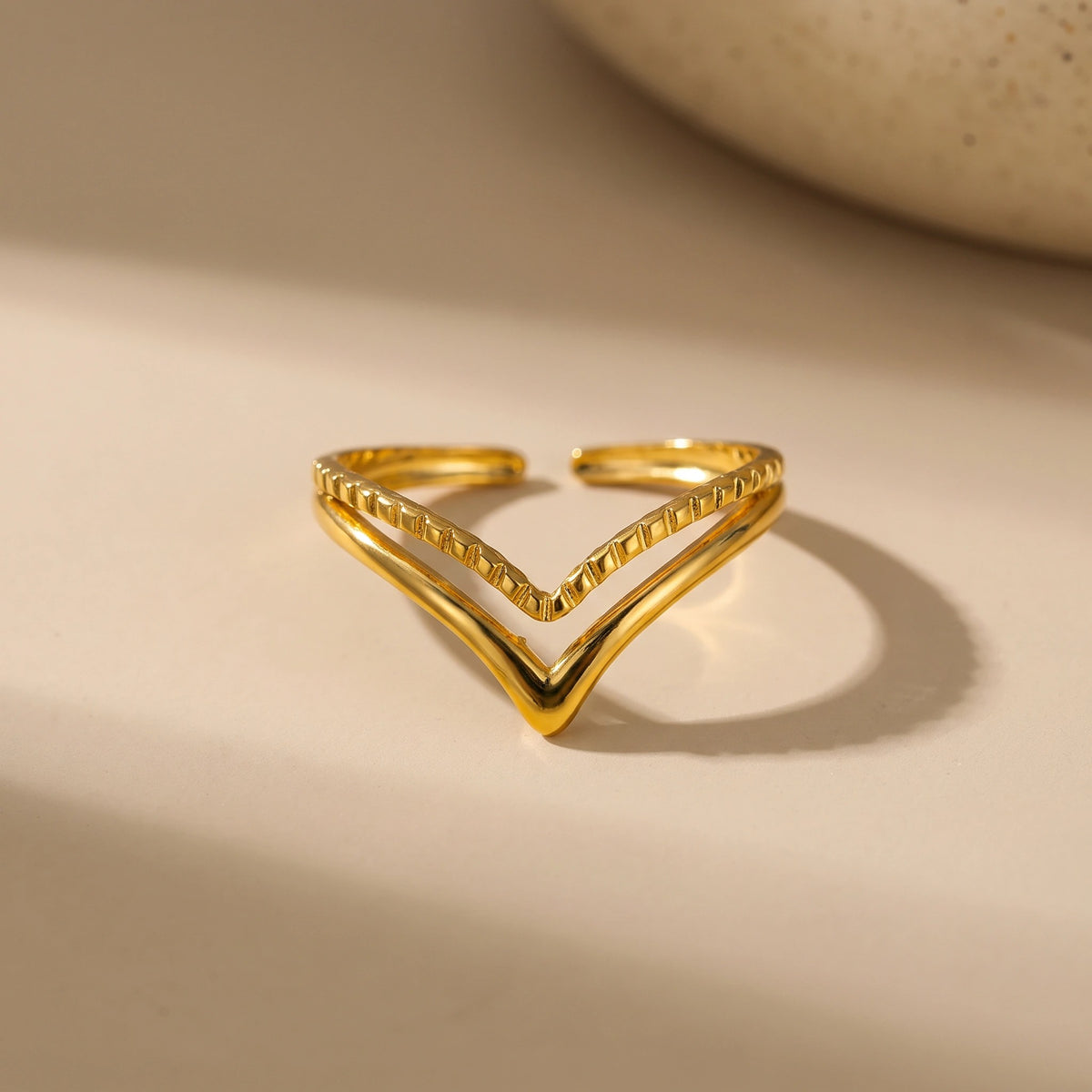MYKI Textured Wave Open Ring | MYKI (MKR754-SSYI)