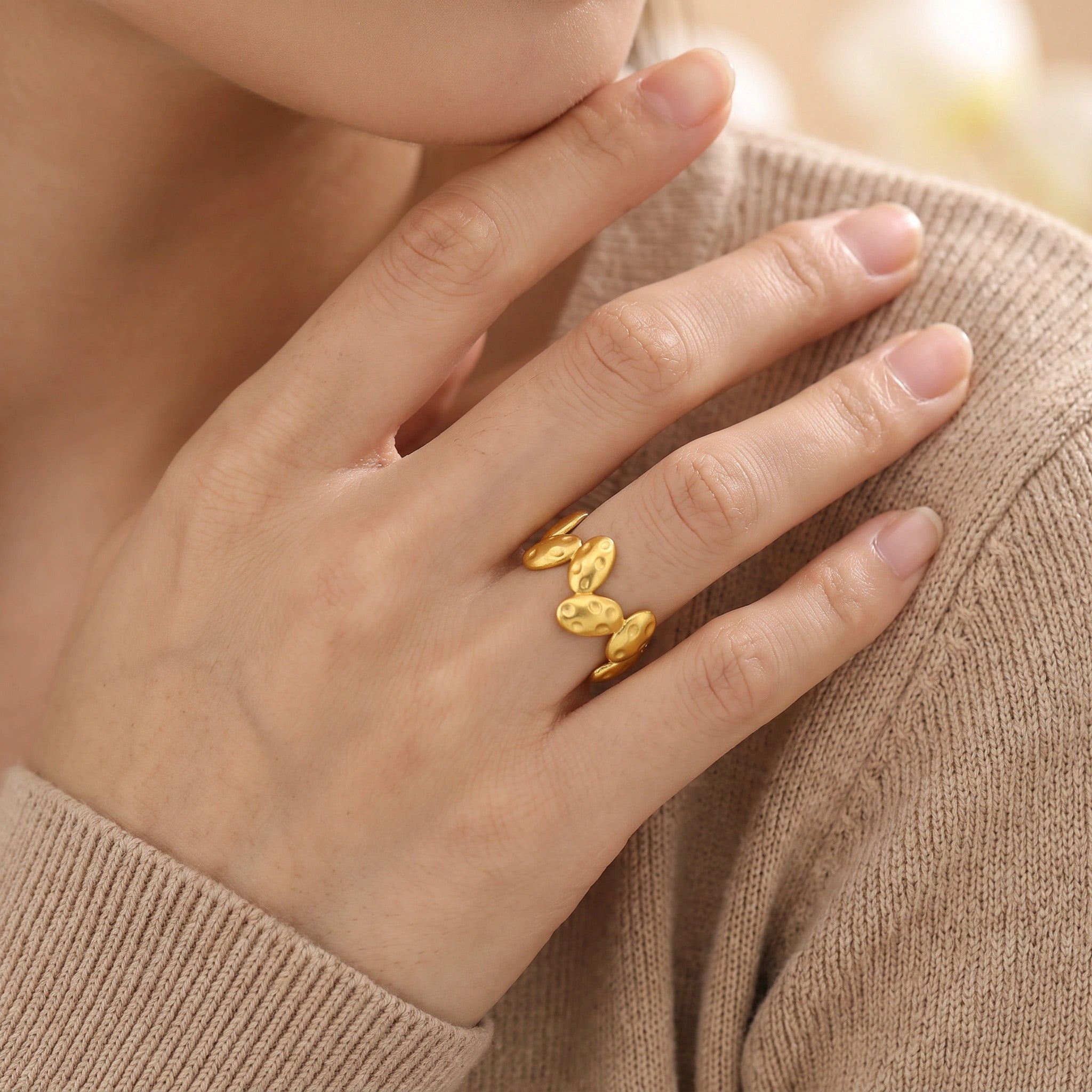 MYKI Gold Plated Bubble Design Adjustable Ring | MYKI (MKR757G-SSYI)