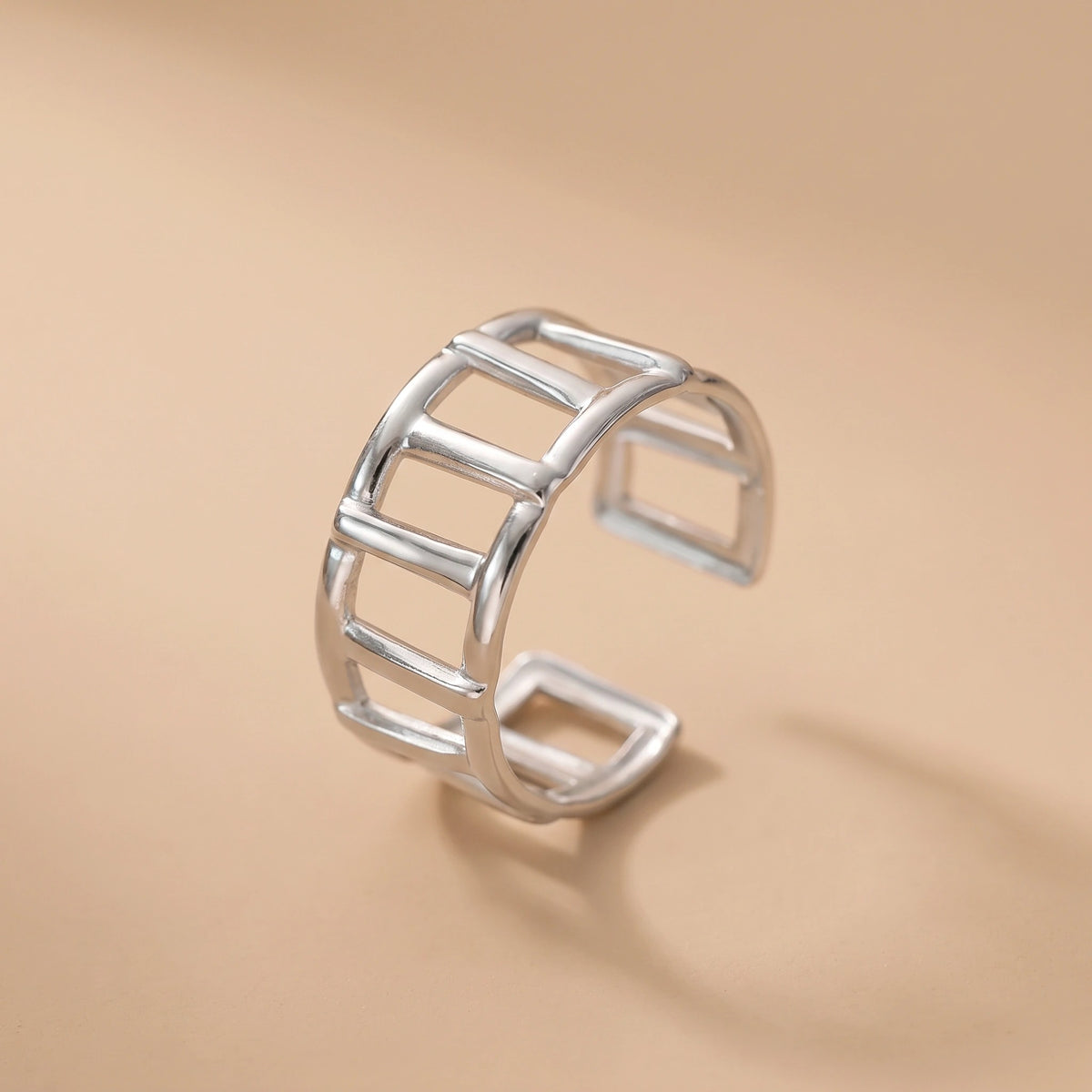 MYKI Silver Grid Design Adjustable Ring | Anti Tarnish | MYKI (MKR759S-SSYI)