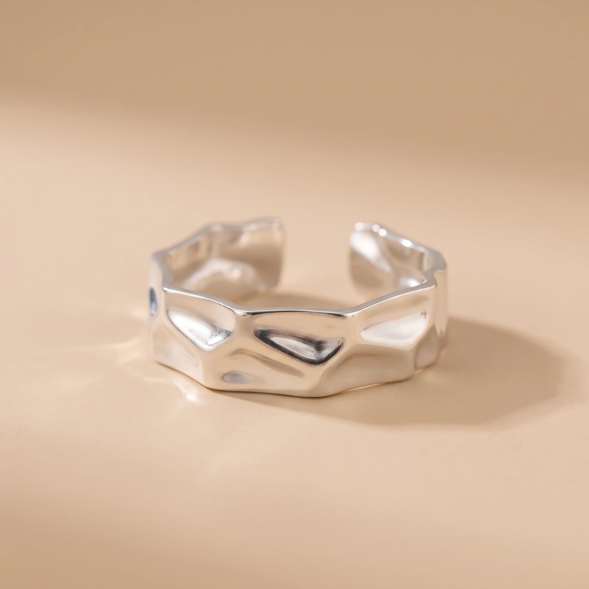 MYKI Textured Abstract Adjustable Ring | Anti Tarnish | MYKI (MKR762-SSYI)
