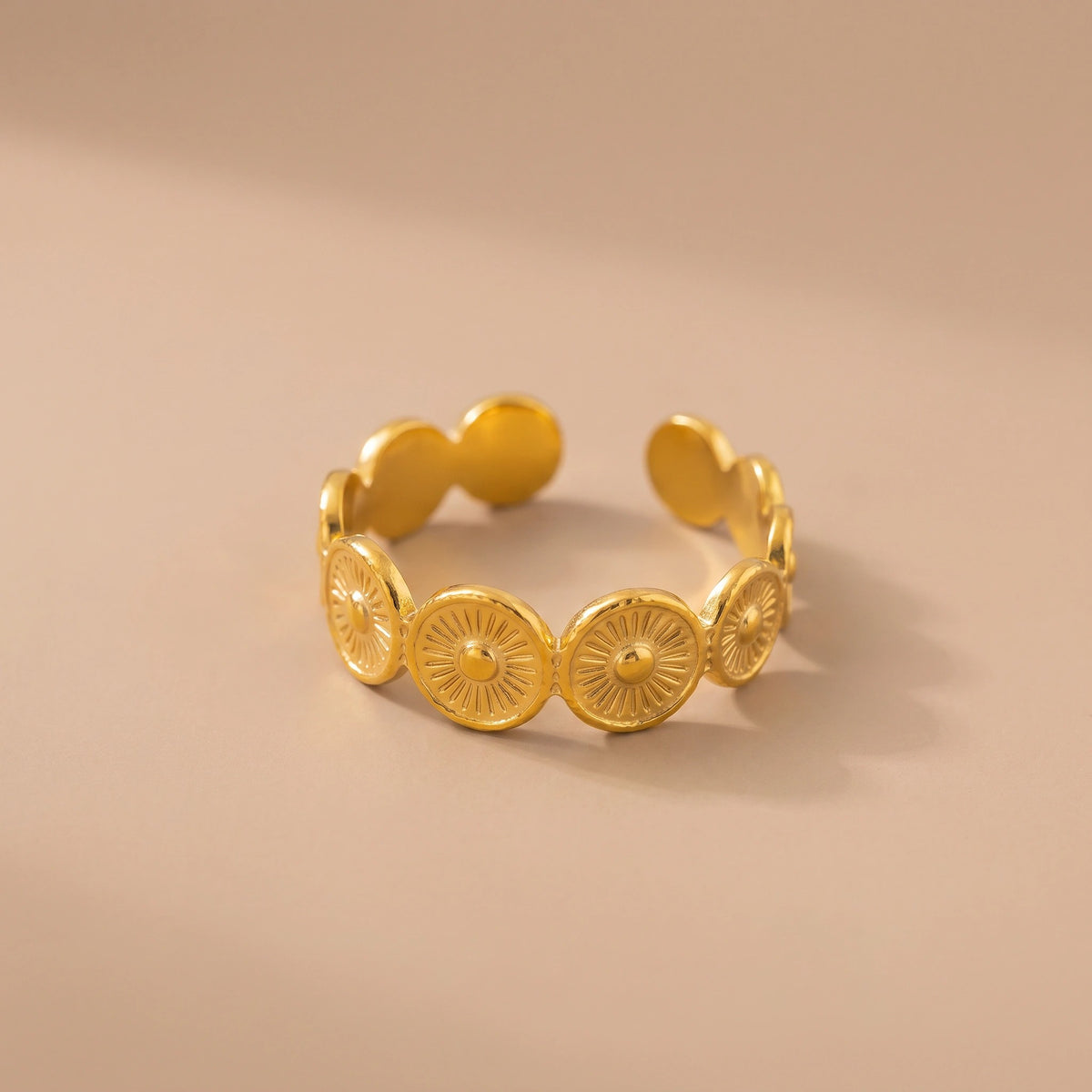 MYKI Coin Pattern Adjustable Ring | Anti Tarnish | MYKI (MKR763-SSYI)