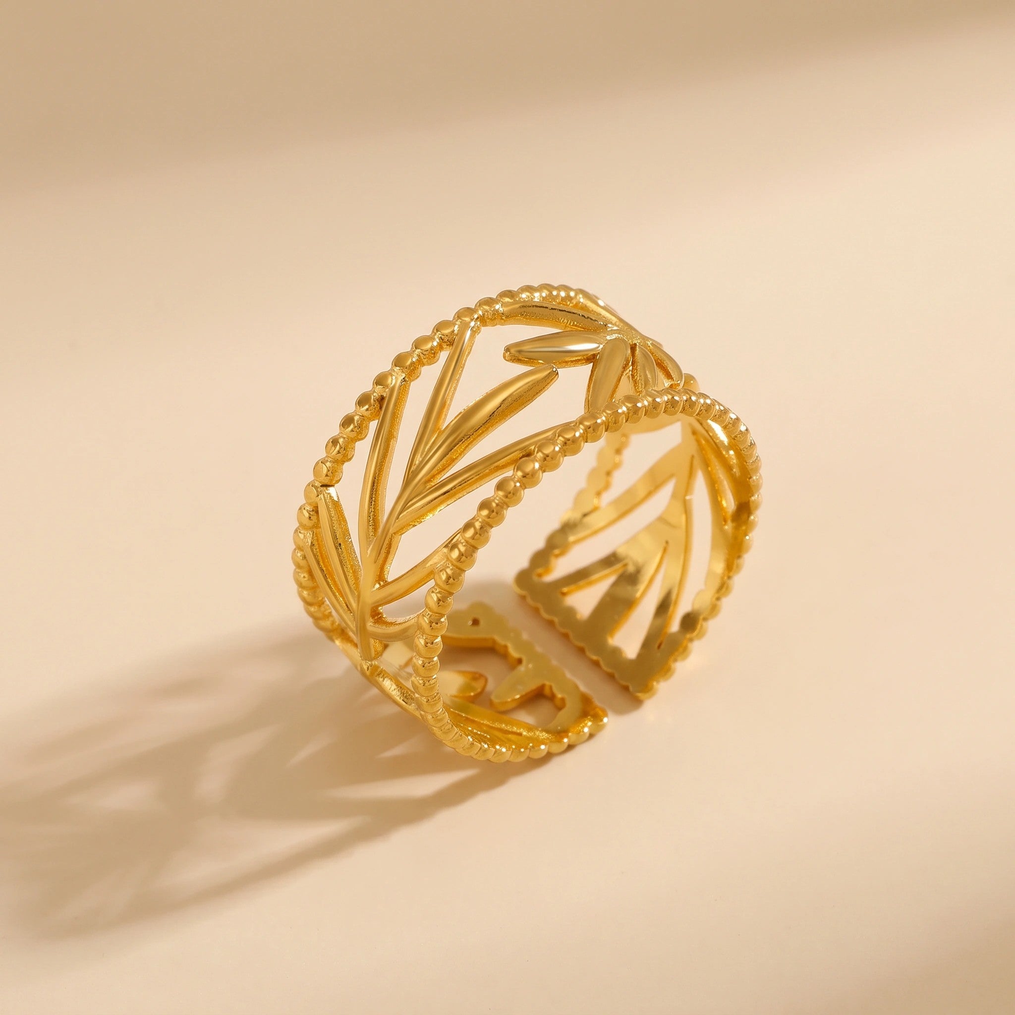 MYKI Cutout Leaf Adjustable Ring | Anti Tarnish | MYKI (MKR770-SSYI)