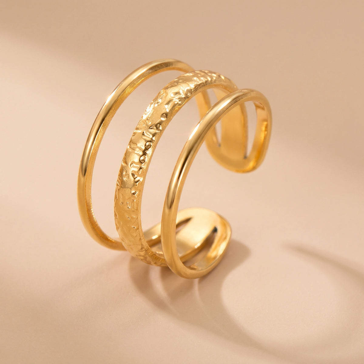 MYKI Adjustable Hammered Ring | Anti Tarnish Finish (MKR771-SSYI)