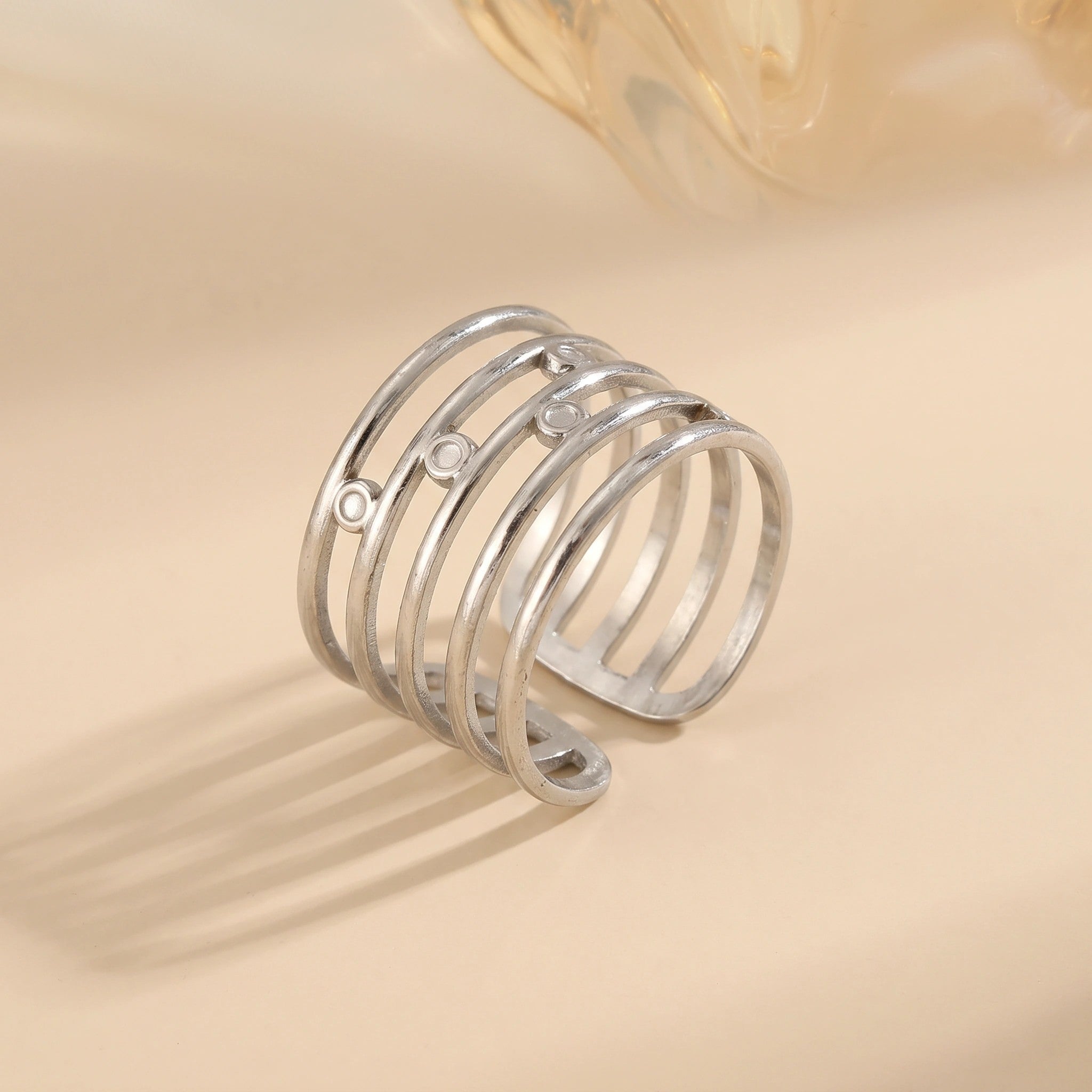 MYKI Multi Band Adjustable Ring | Anti Tarnish Finish (MKR775-SSYI)