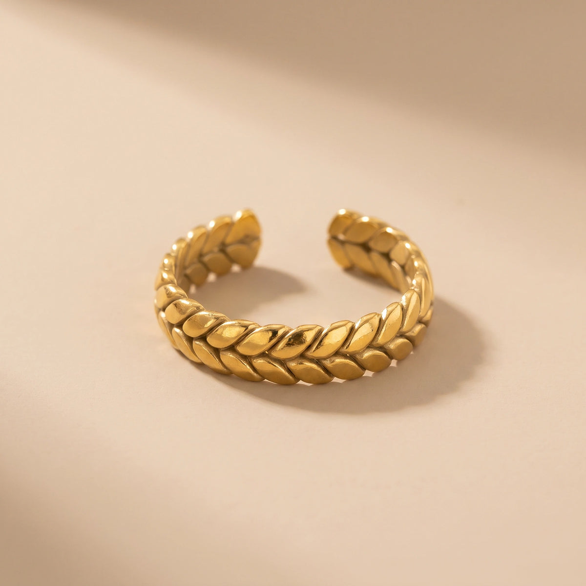 MYKI Leaf Adjustable Ring | Anti Tarnish Finish (MKR777-SSYI)