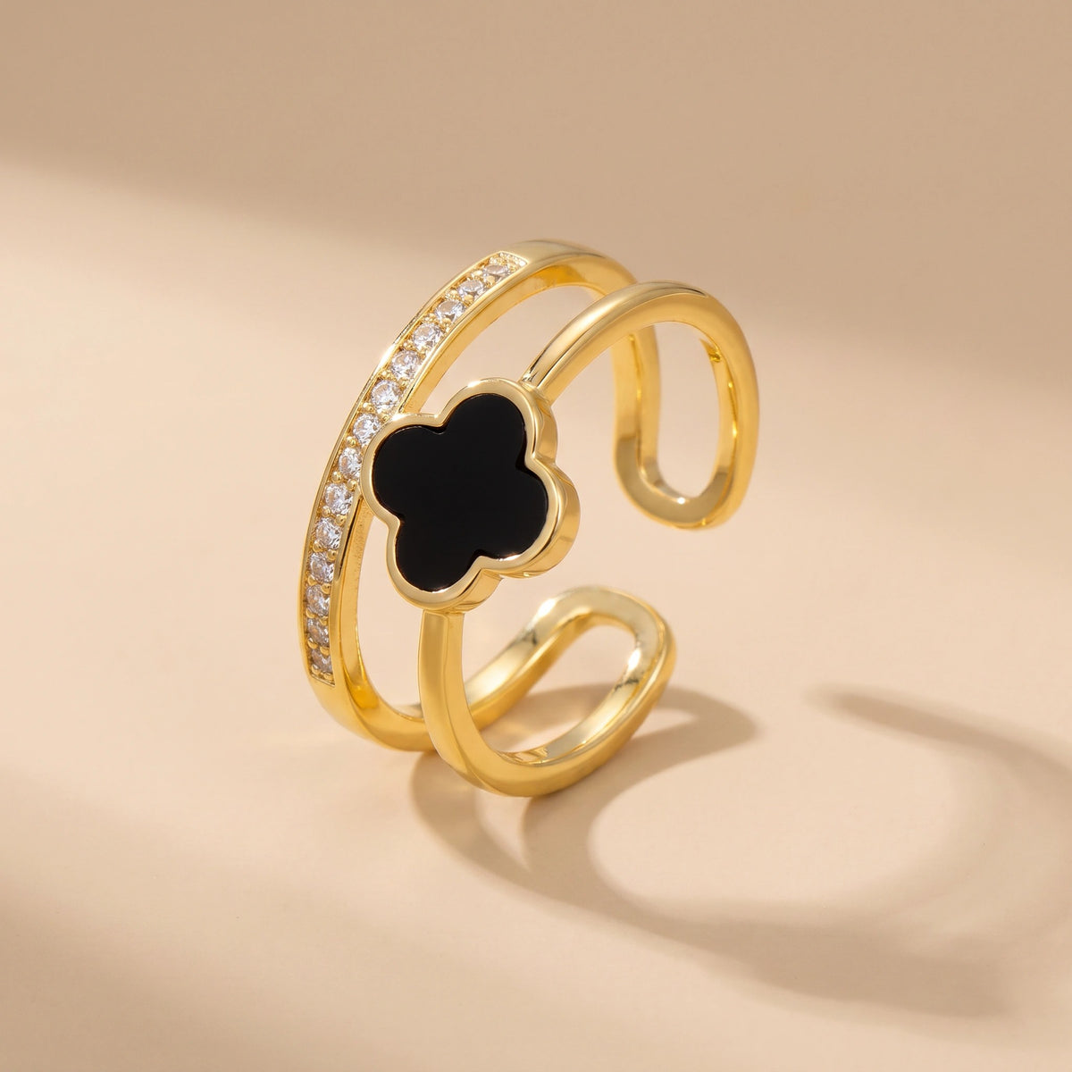 MYKI Clover Enamel Adjustable Ring | Anti Tarnish (MKR781G-SSYI)