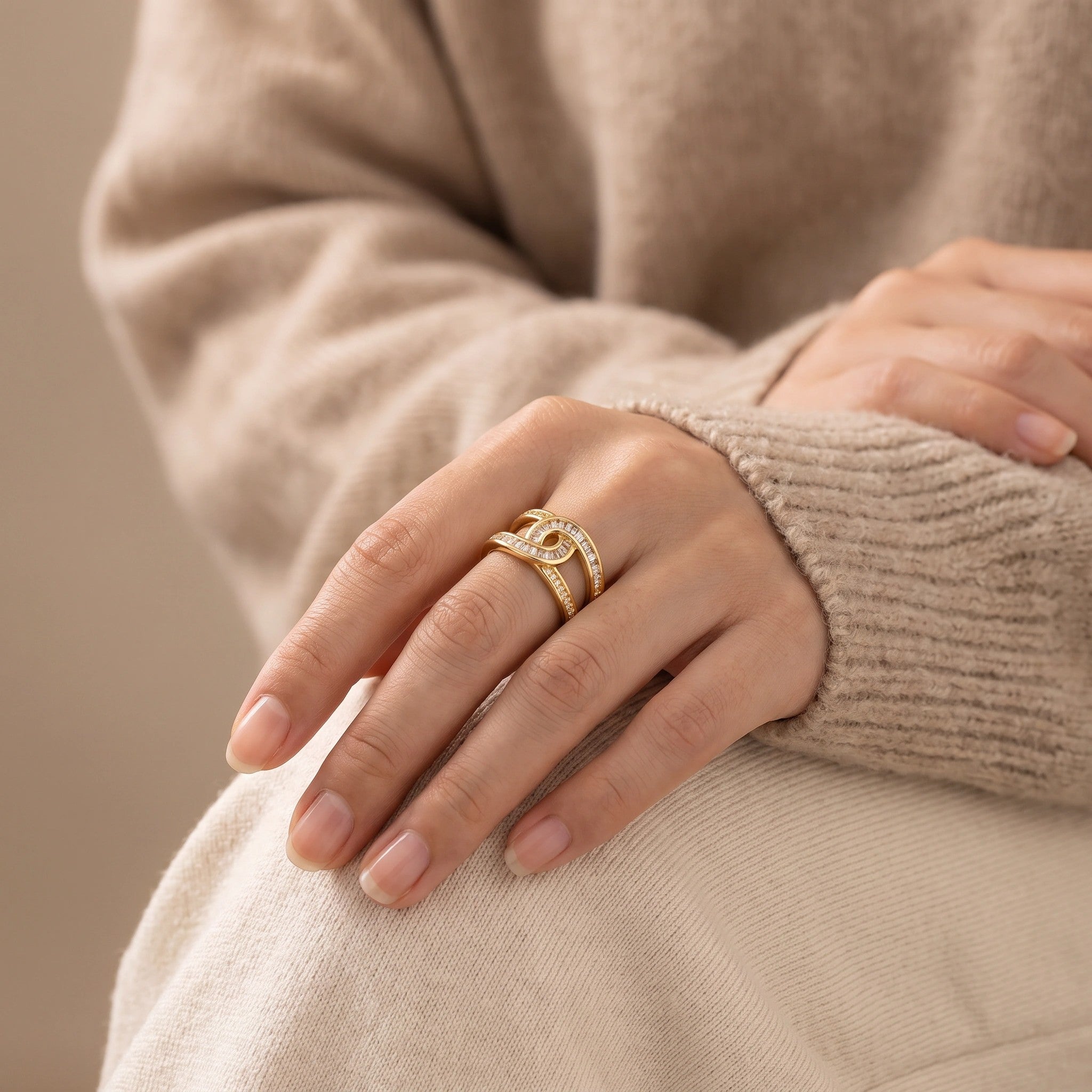 MYKI Crystal Infinity Adjustable Ring | Anti Tarnish Finish (MKR782-SSYI)