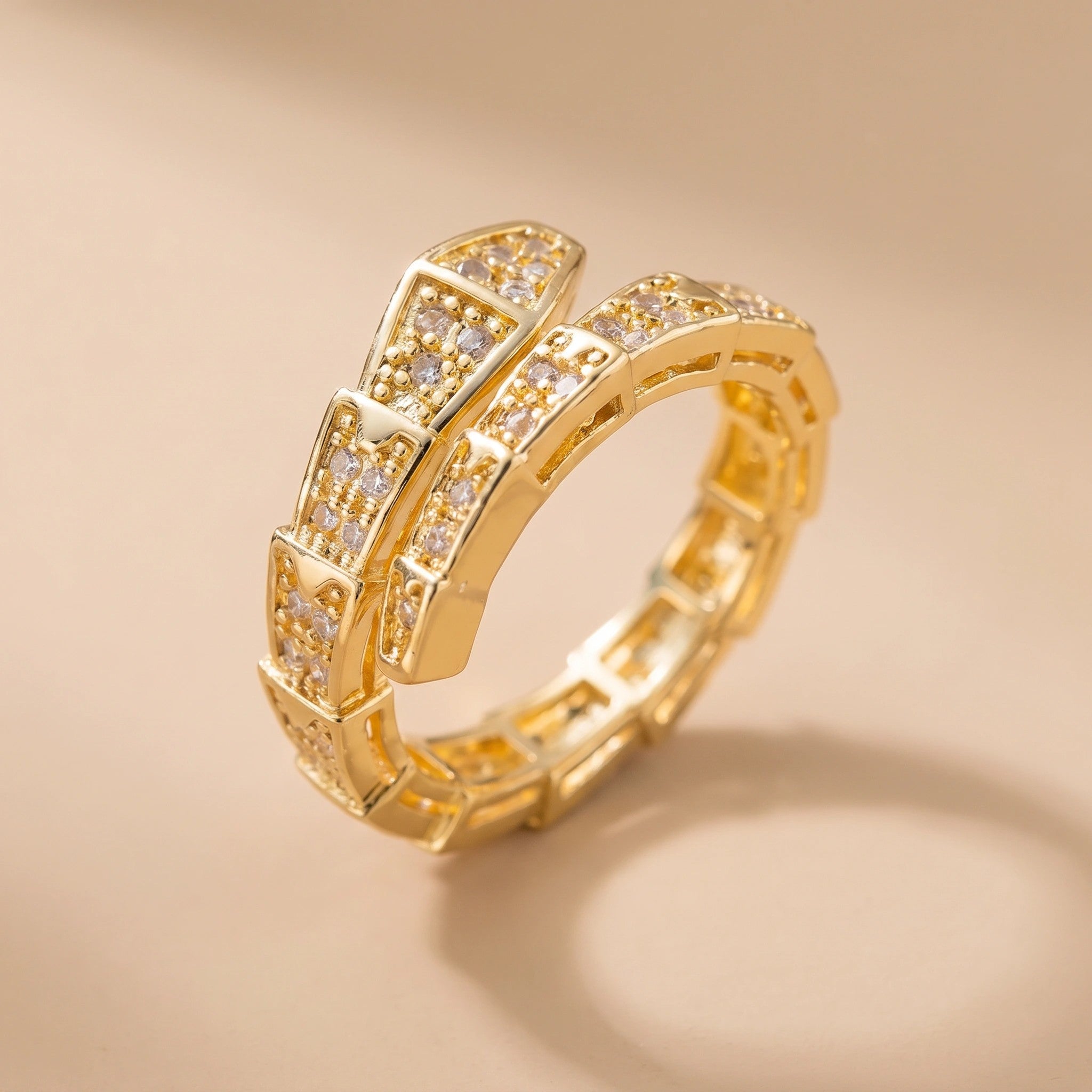 MYKI Luxury Crystal Chain Ring | Anti Tarnish Finish (MKR783-SSYI)