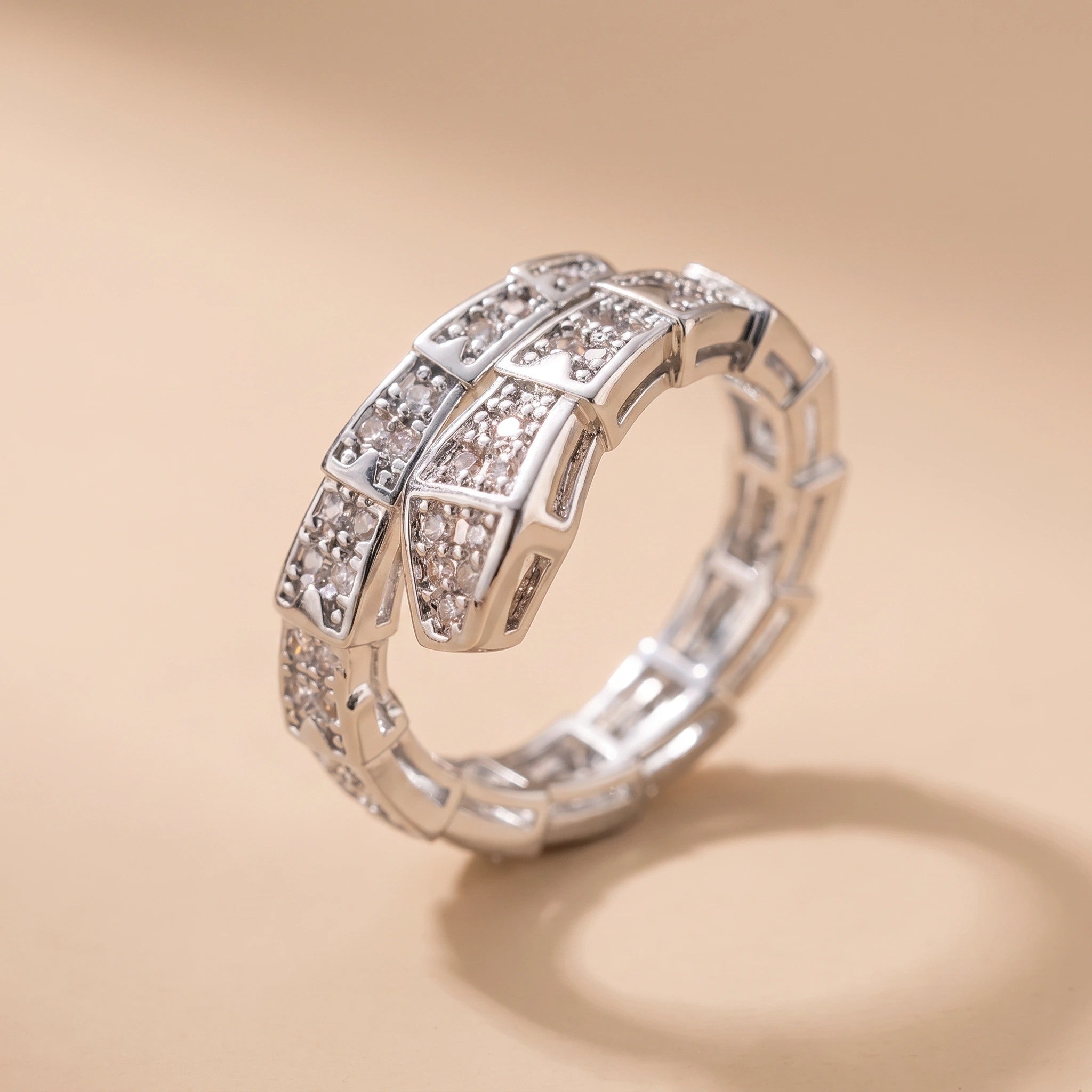 MYKI Luxury Crystal Chain Ring | Anti Tarnish Finish (MKR783-SSYI)