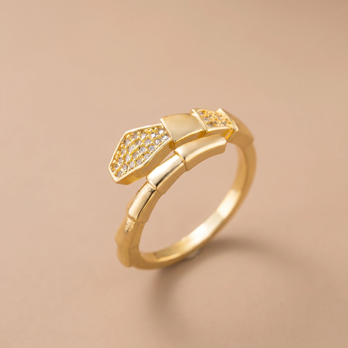 MYKI Geometric Crystal Adjustable Ring | Anti Tarnish Finish (MKR785-SSYI)