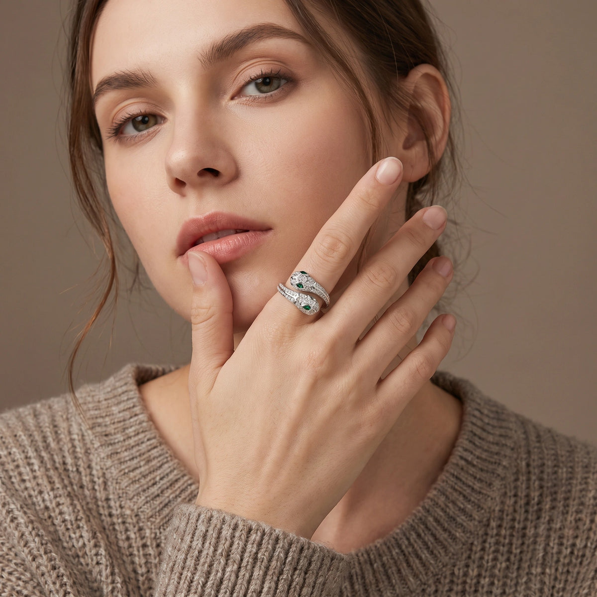 MYKI Dual Snake Wrap Adjustable Ring | Anti Tarnish Finish (MKR788-SSYI)